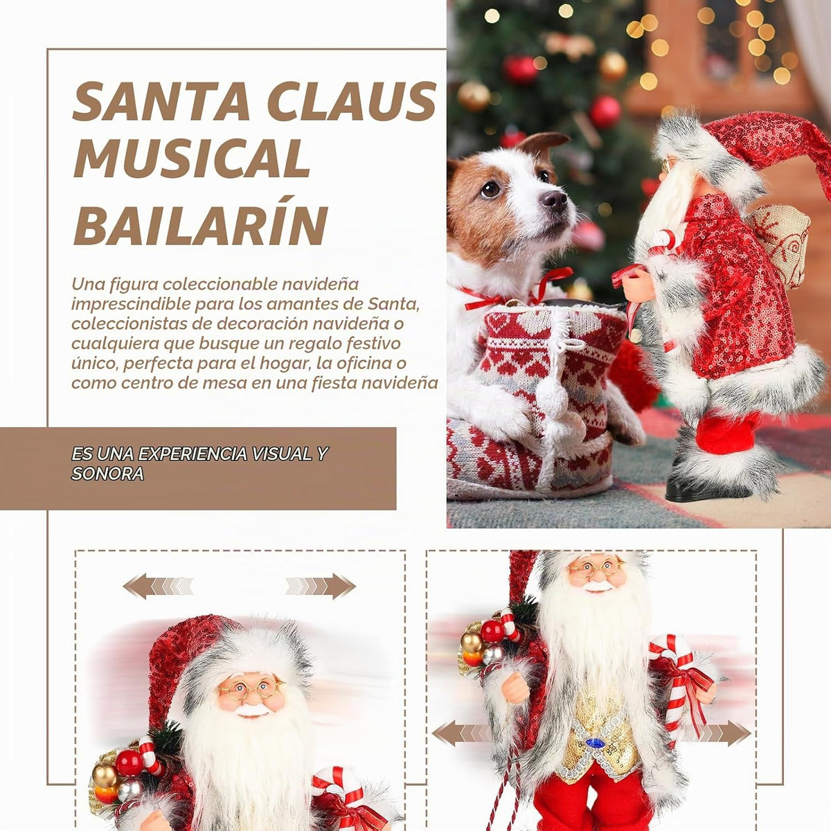 SdeNow Figura musical animada de Papá Noel de 14 pulgadas para deco...