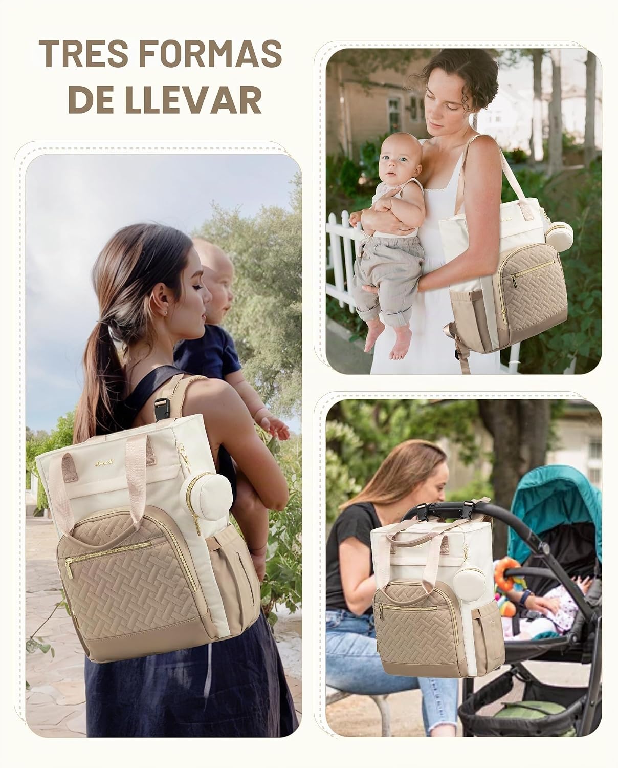 LOVEVOOK Mochila para pañales, bolsa de bebé portátil de gran capac...