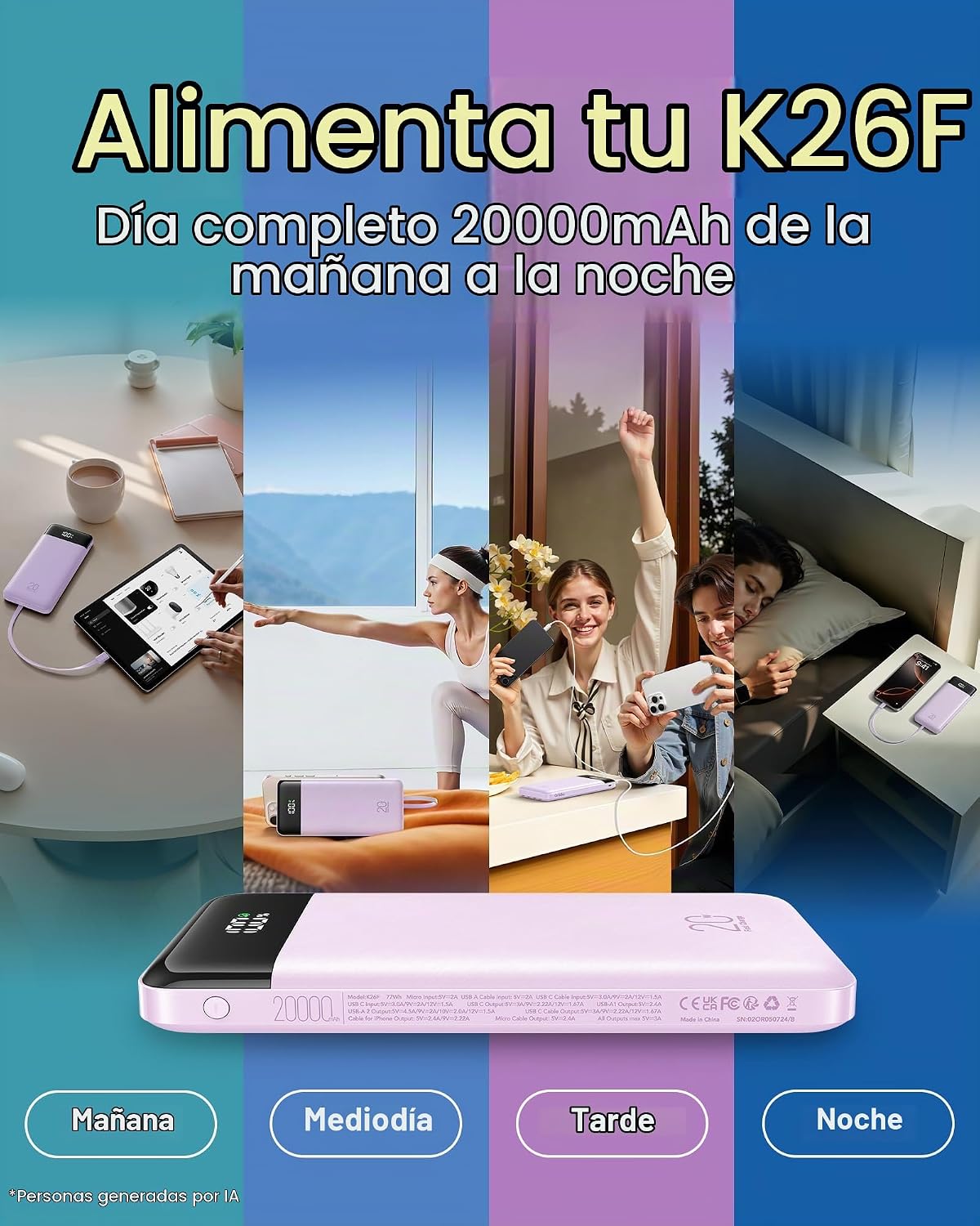Orfeika Banco de Energía 20000mAh de Carga Rápida, Cargador Portáti...