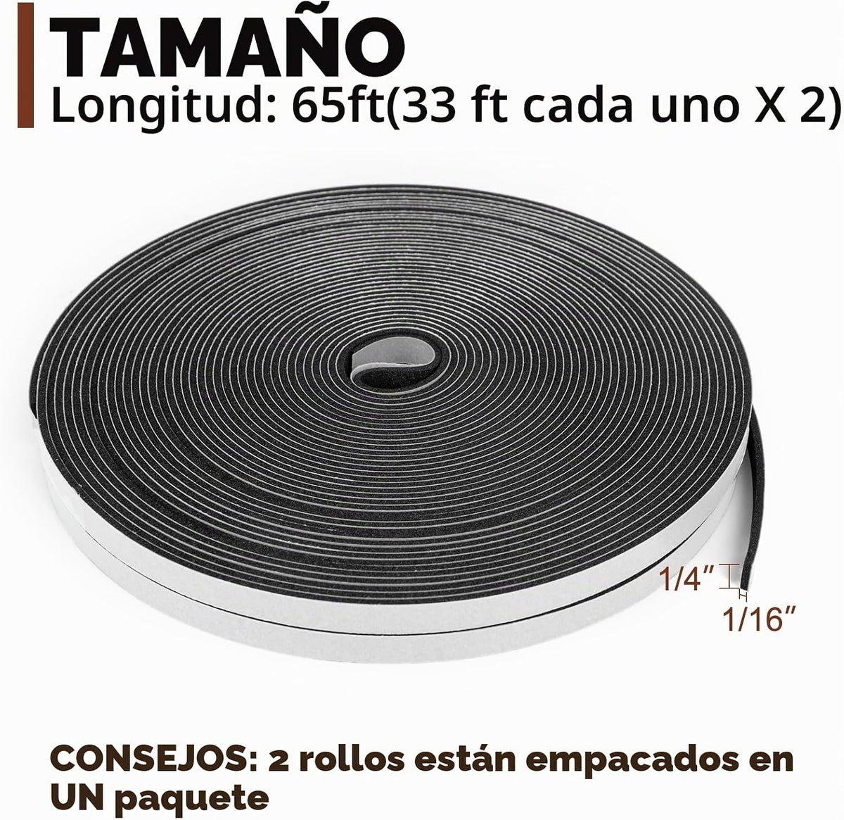Yotache Burlete fino de 1\/4 pulgadas x 1\/16, cinta de sellado de...