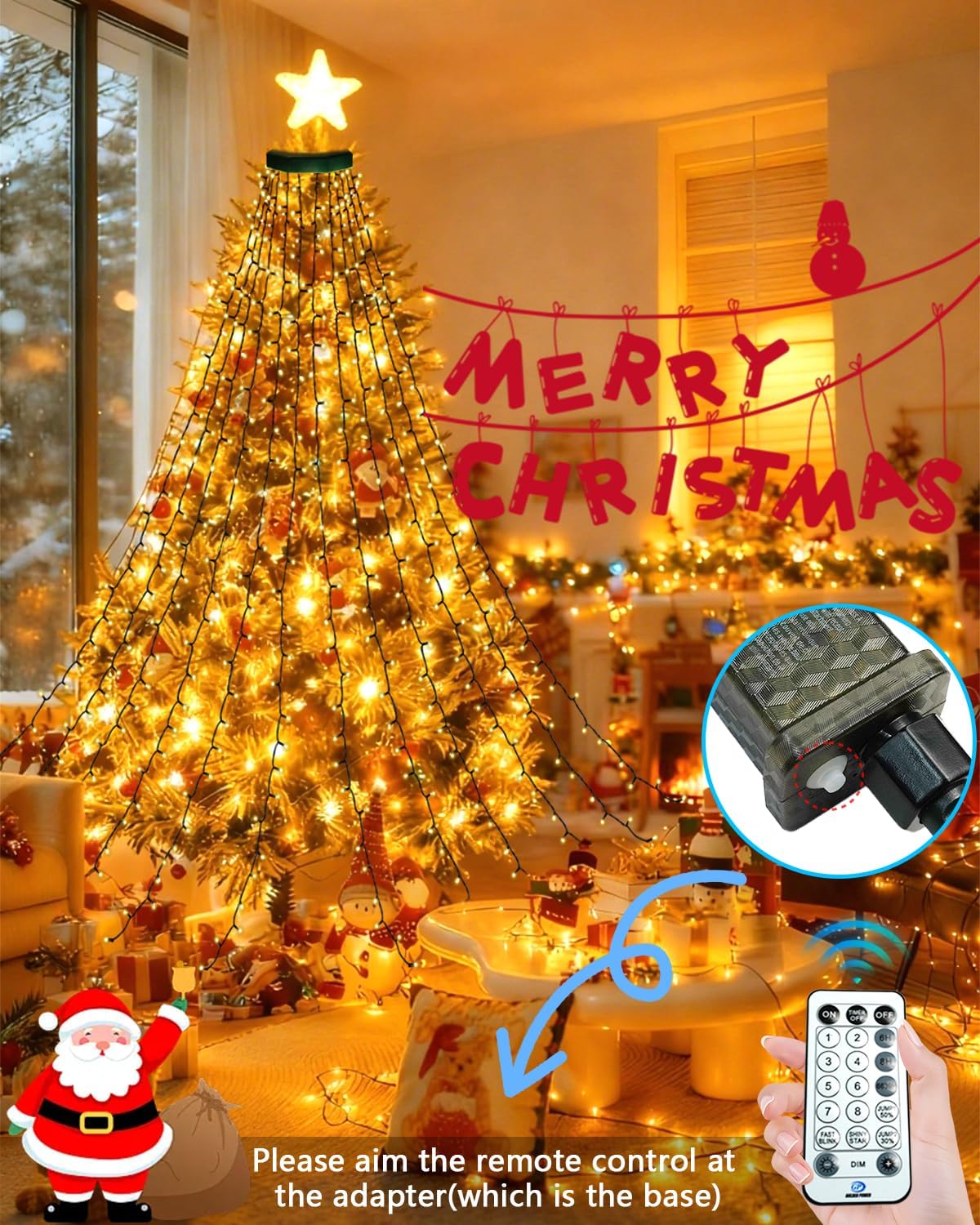 LORRYTE Luces para árbol de Navidad para interiores con control rem...