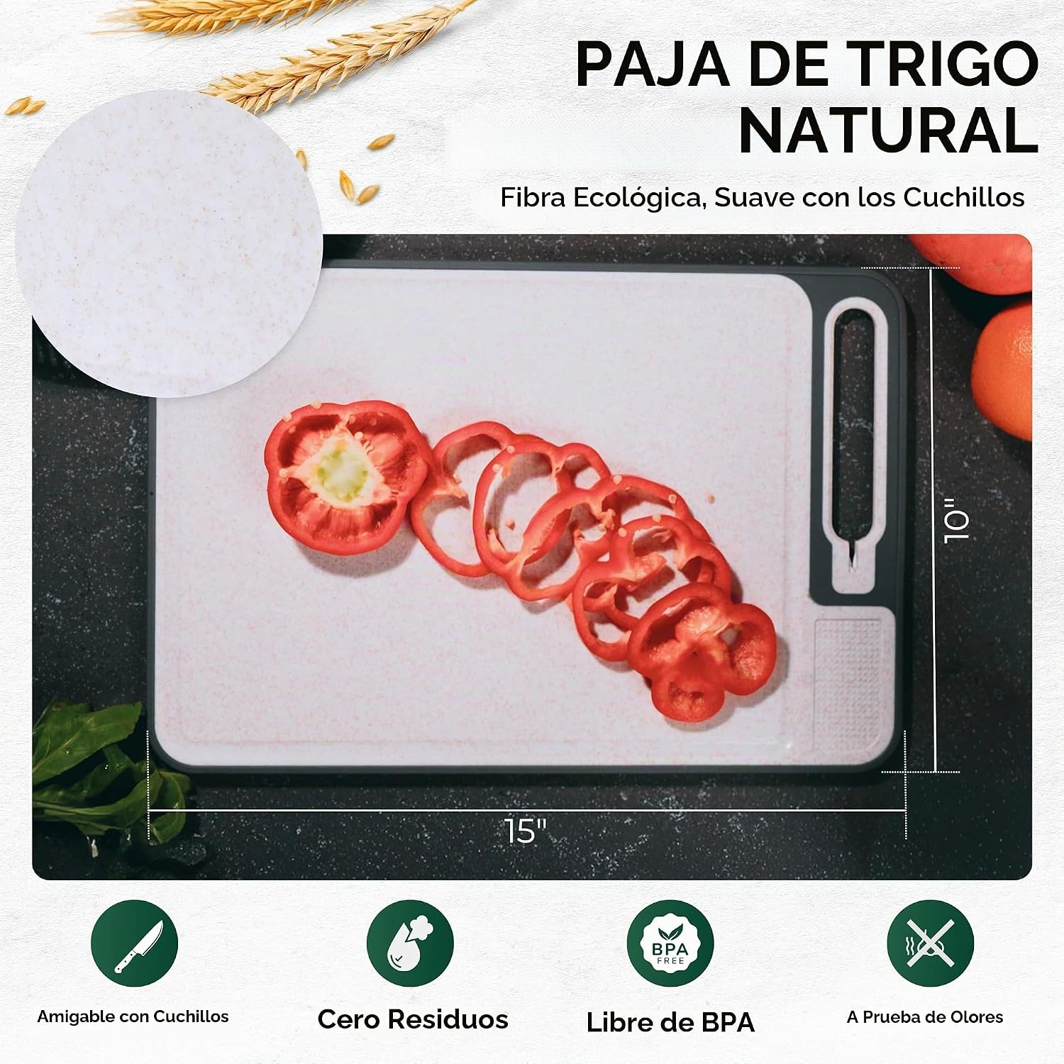 Tabla de cortar de acero inoxidable con afilador de cuchillos incor...