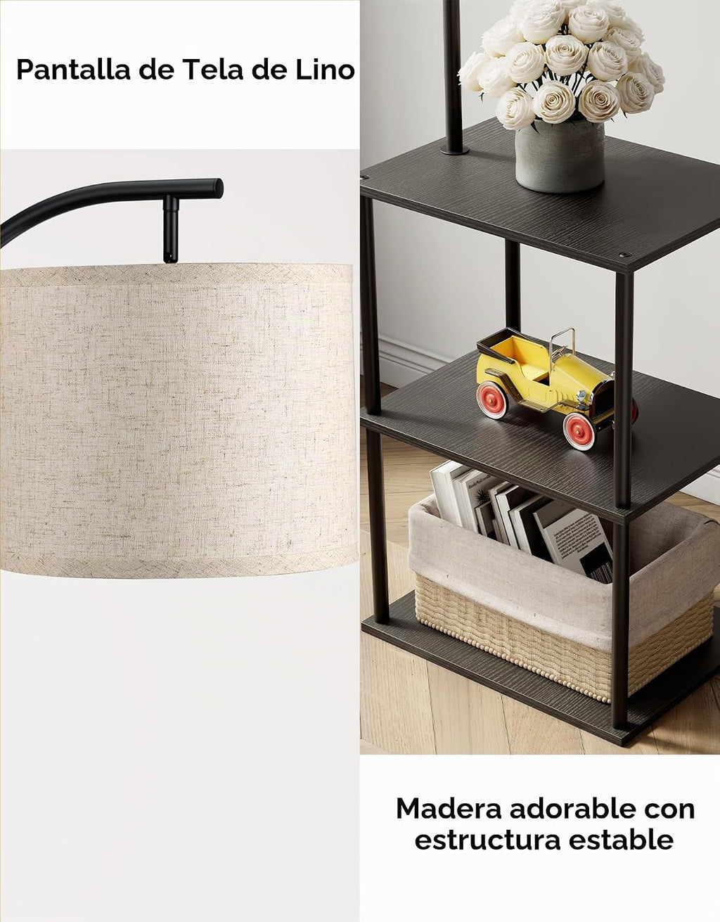 PARTPHONER Lámpara de pie con mesa, mesita de noche con lámpara, me...