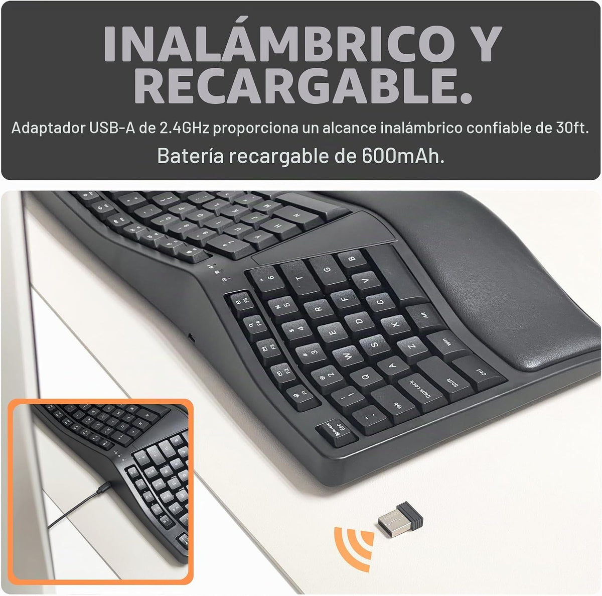 X9 Teclado ergonómico inalámbrico con reposamuñecas - Tu comodidad...
