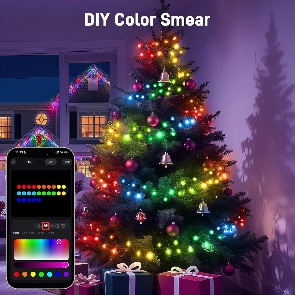 Ollny Luces de Navidad inteligentes, 131 pies 400 LED RGBW que camb...
