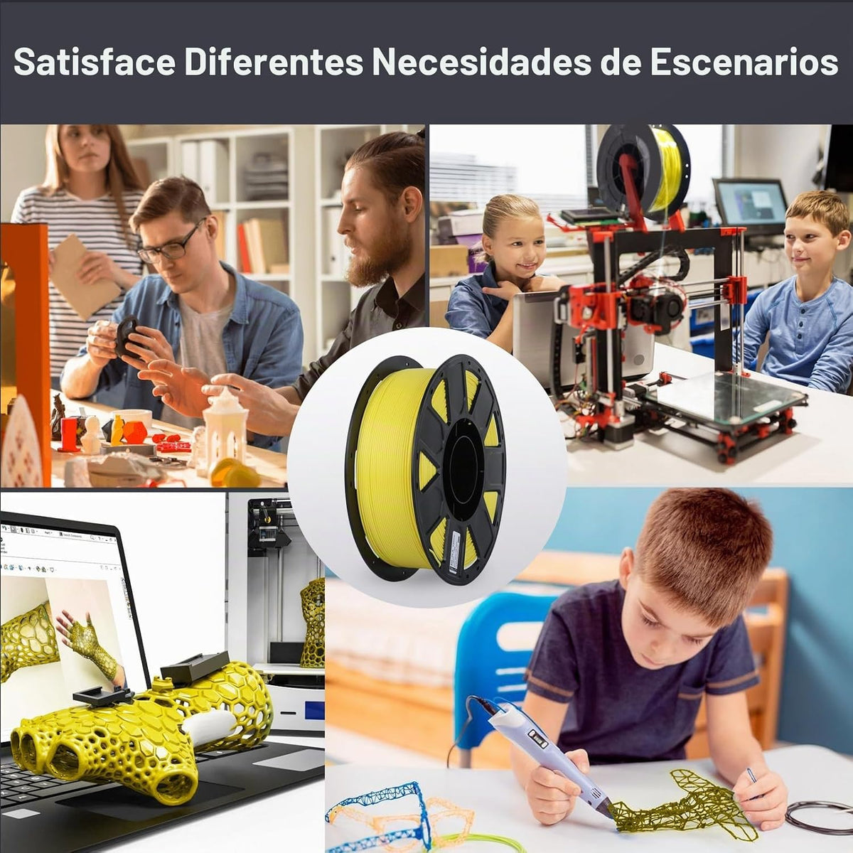 Creality Filamento PLA para impresora 3D de 0.07 in, 2.2 lbs, amari...