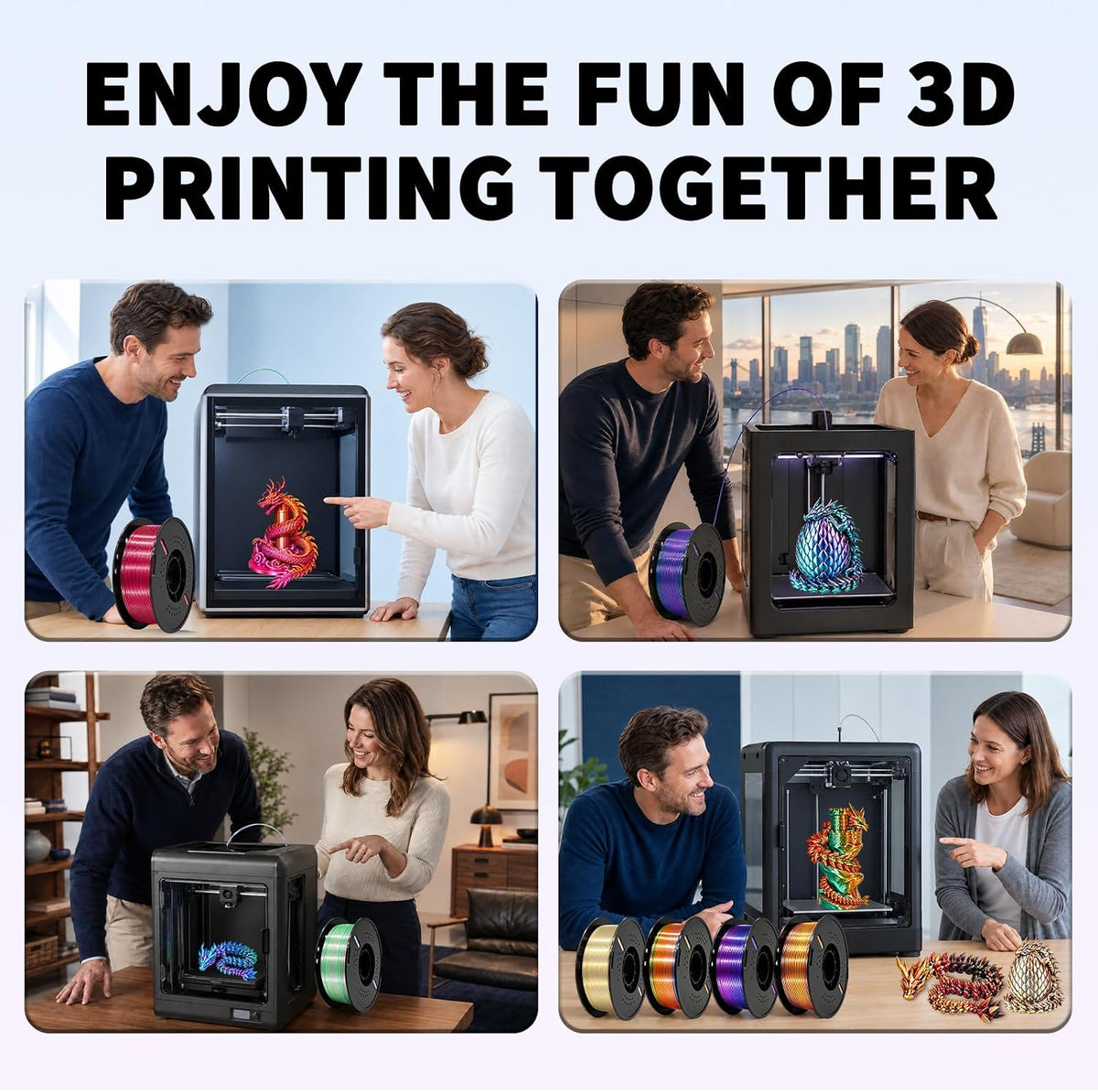 Frucindra Filamento de impresora 3D PLA+ de seda presecado, filamen...