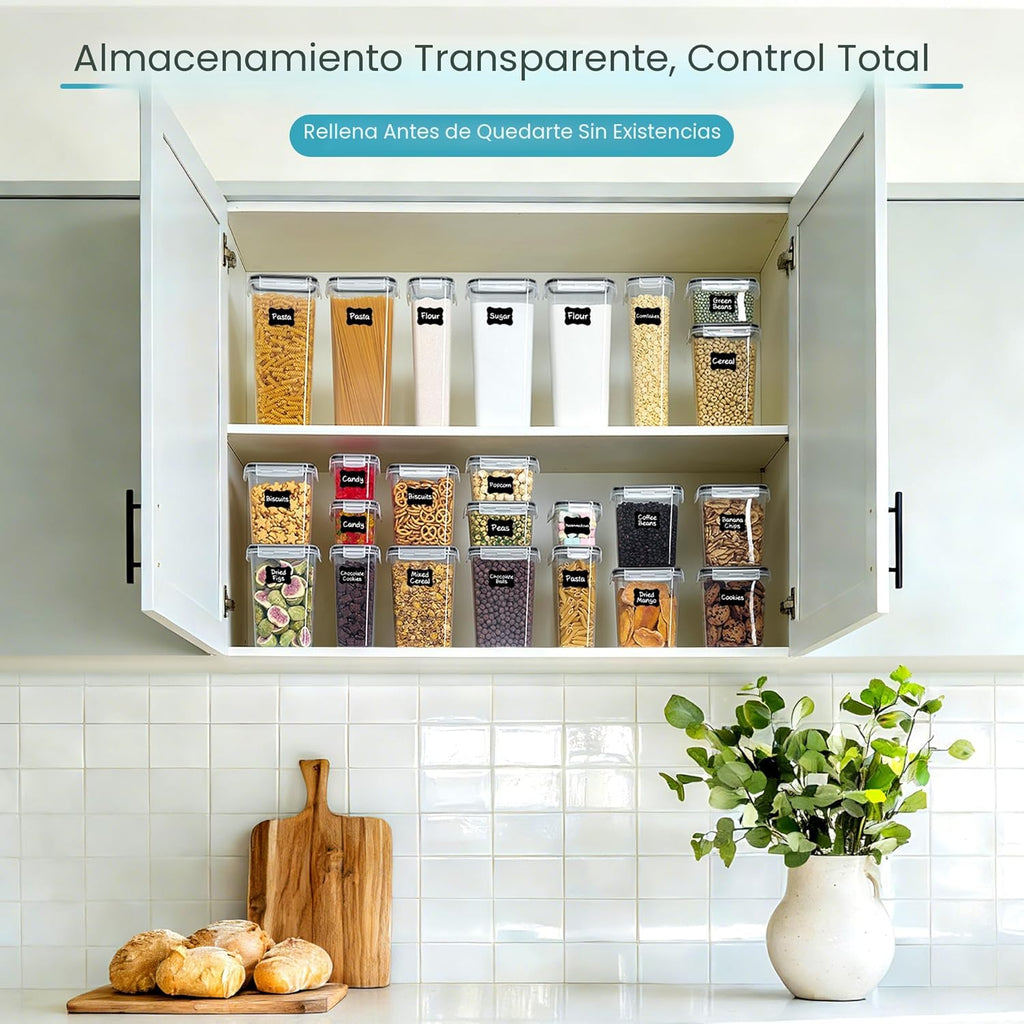Recipientes herméticos para almacenamiento de alimentos con tapas,...