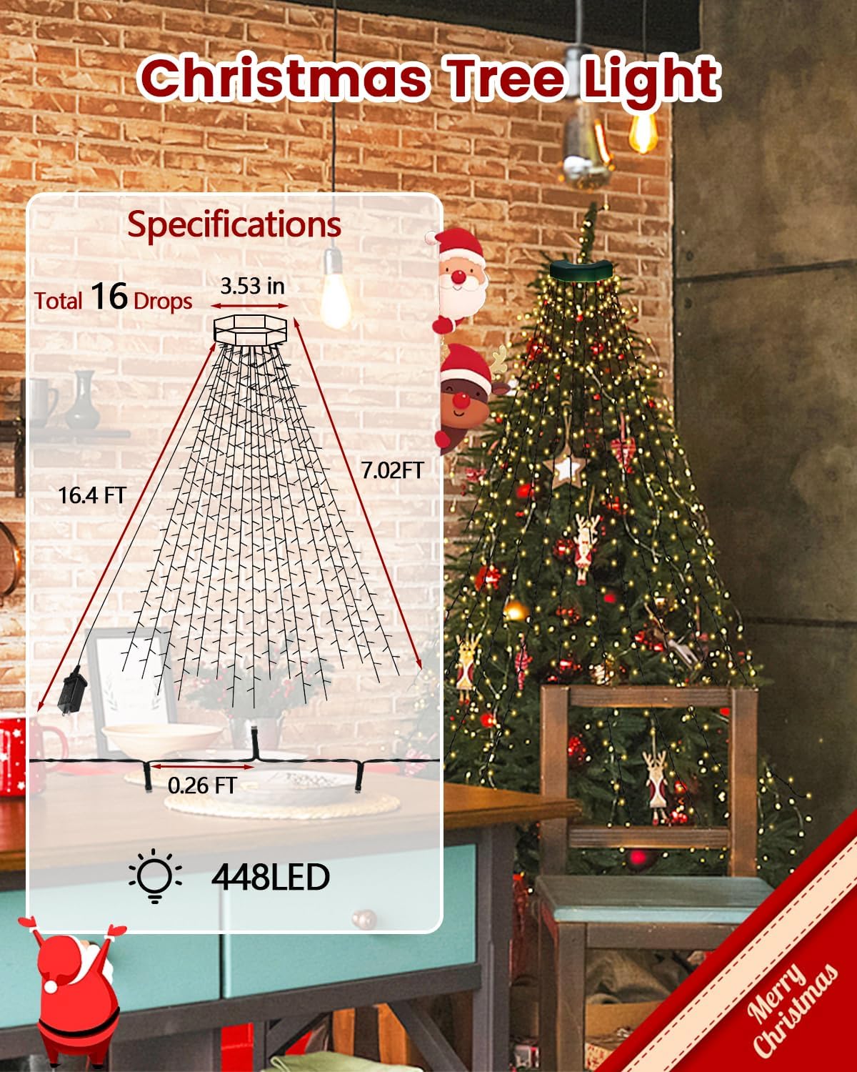 Luces de árbol de Navidad para interiores con control de voz y cont...