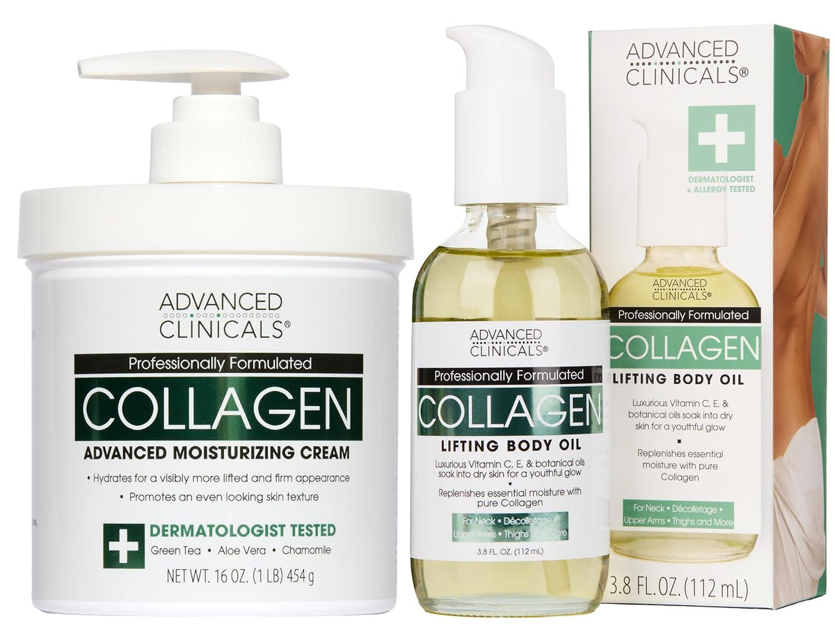 Advanced Clinicals Aceite corporal de colágeno + crema de colágeno...