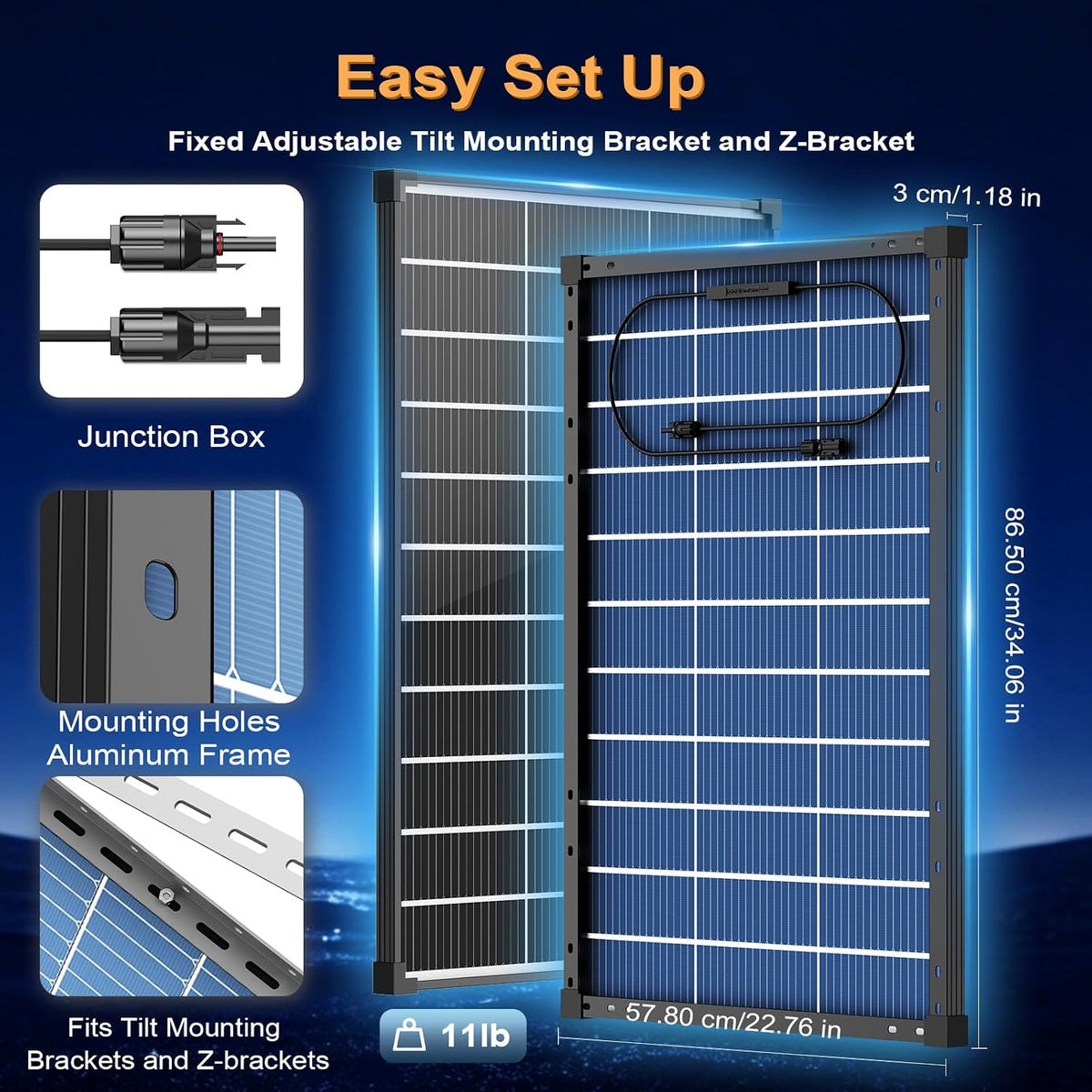 EtnalSolar 2pcs 16BB Bifacia 100W Panel solar tipo N, 25.6% de alta...