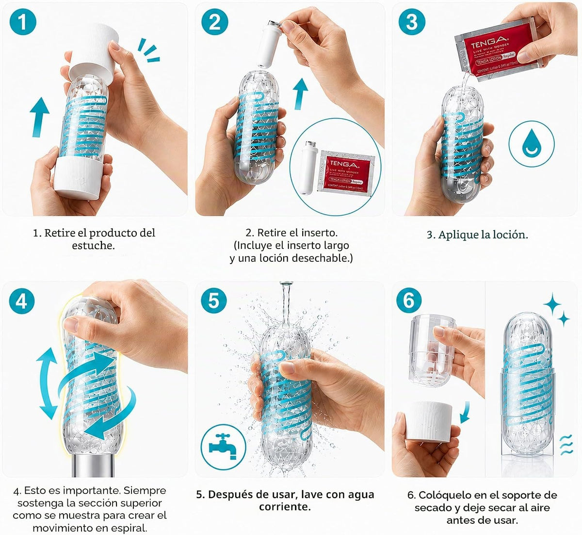 Tenga Spinner Cup Masturbador reutilizable espiral movimiento y dis...