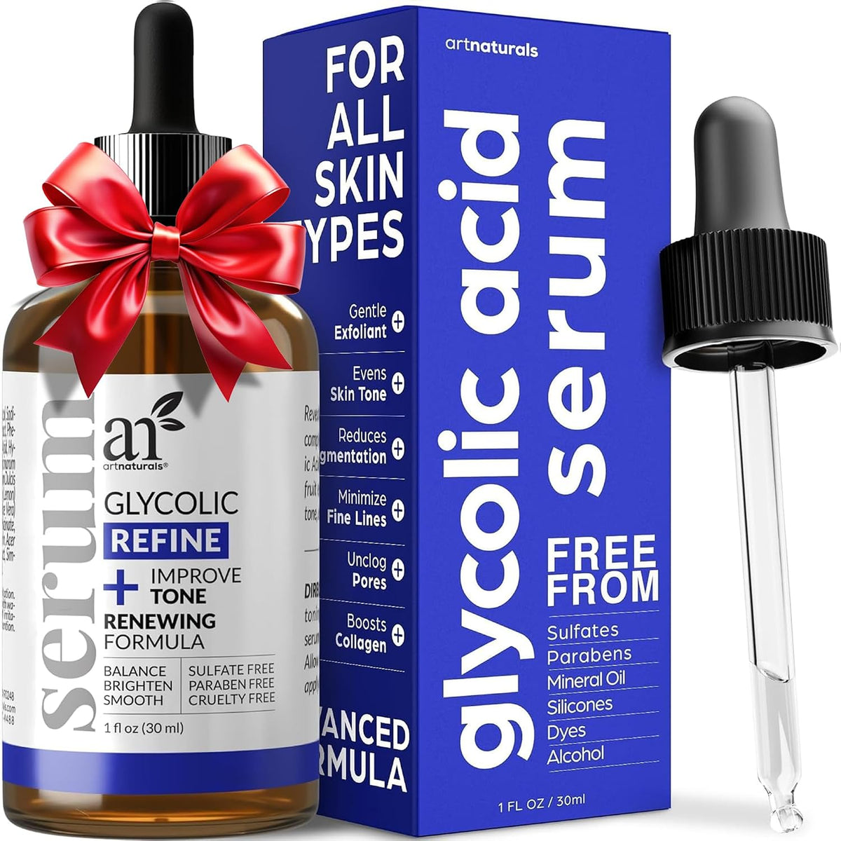 ArtNaturals - Suero facial de ácido glicólico, vitamina C y aloe ve...