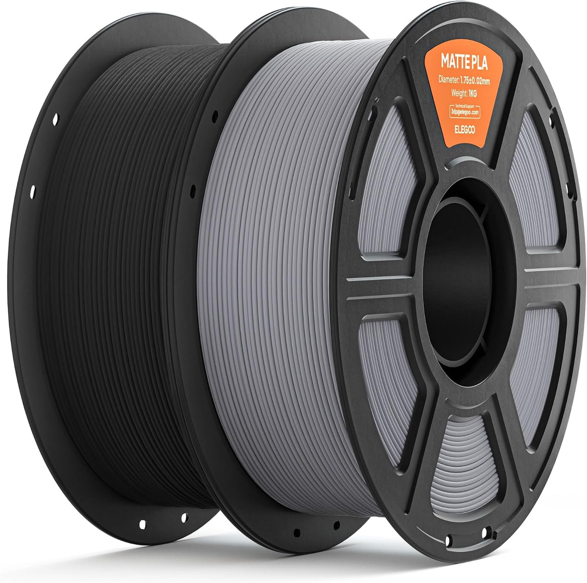 ELEGOO Filamento PLA mate para impresora 3D de 0.07 in, negro y gri...