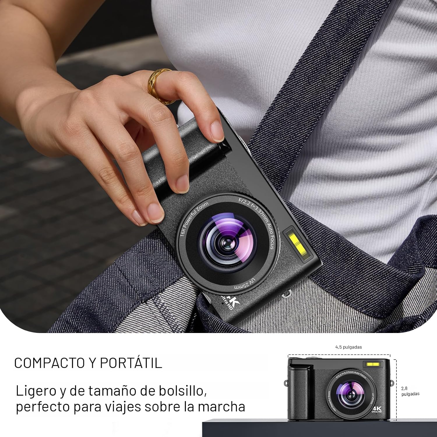 Duluvulu Cámara digital 4K para enfoque automático de fotografía, c...