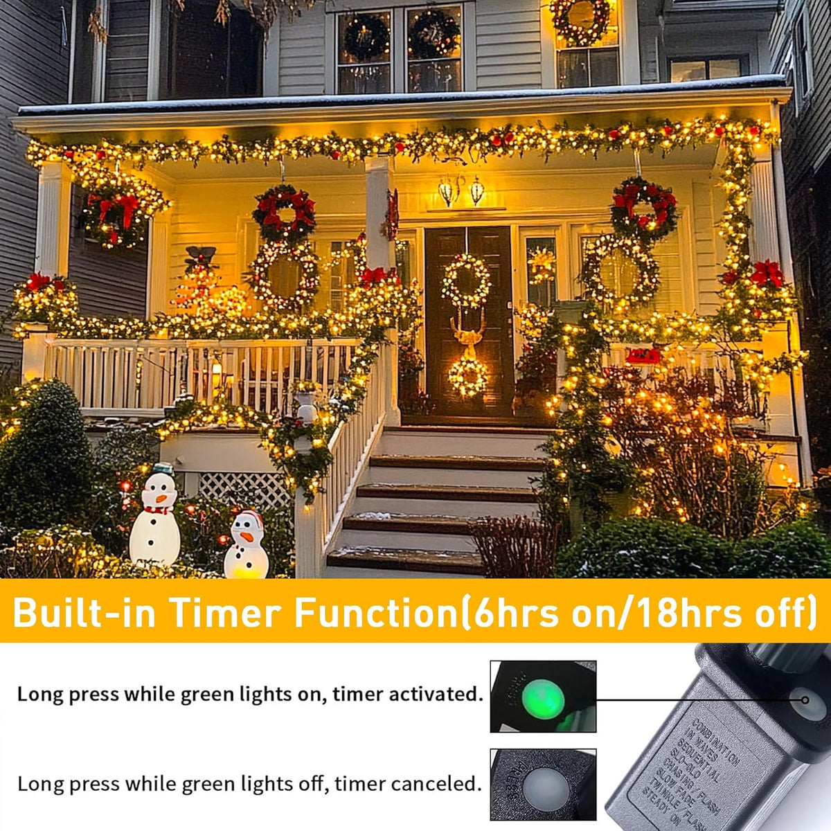 JMEXSUSS Guirnalda de luces de alambre verde de 1000 LED, color bla...