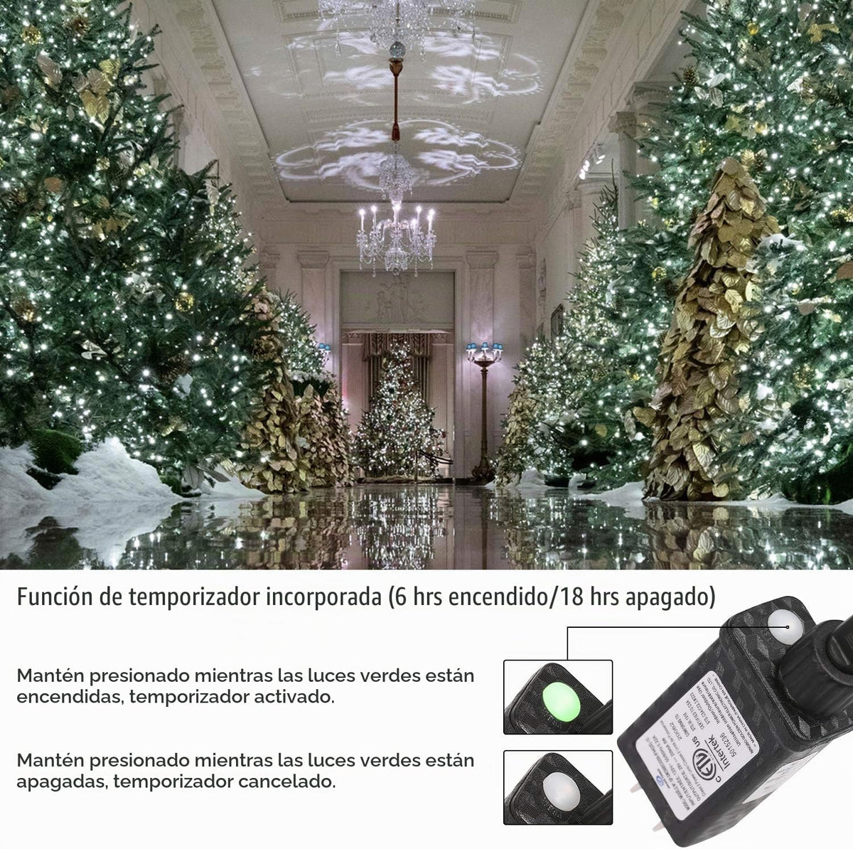 Brizled Luces navideñas blancas para exteriores, mini cadena de luc...