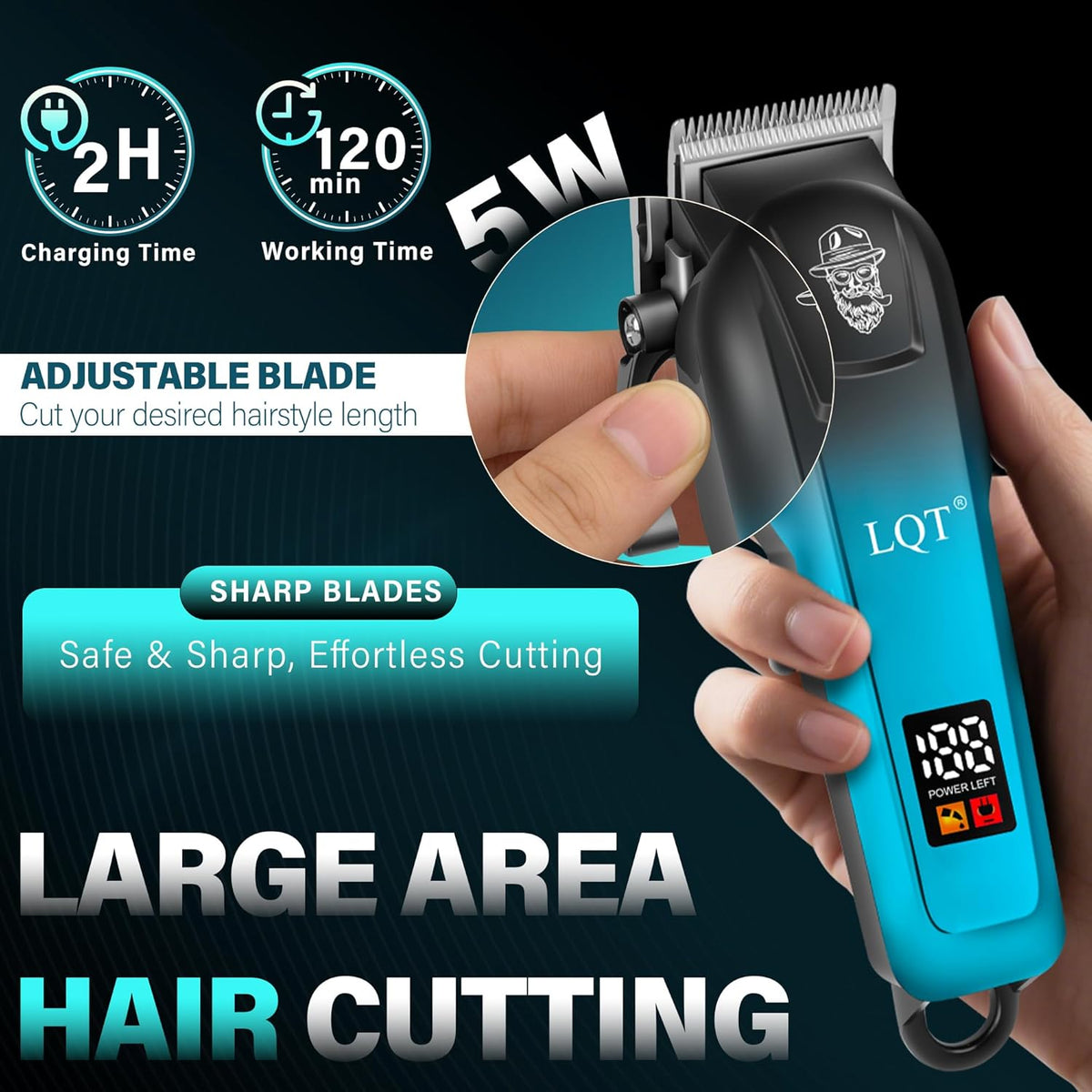 Cortapelos para hombres con pantalla LED, kit de aseo inalámbrico d...