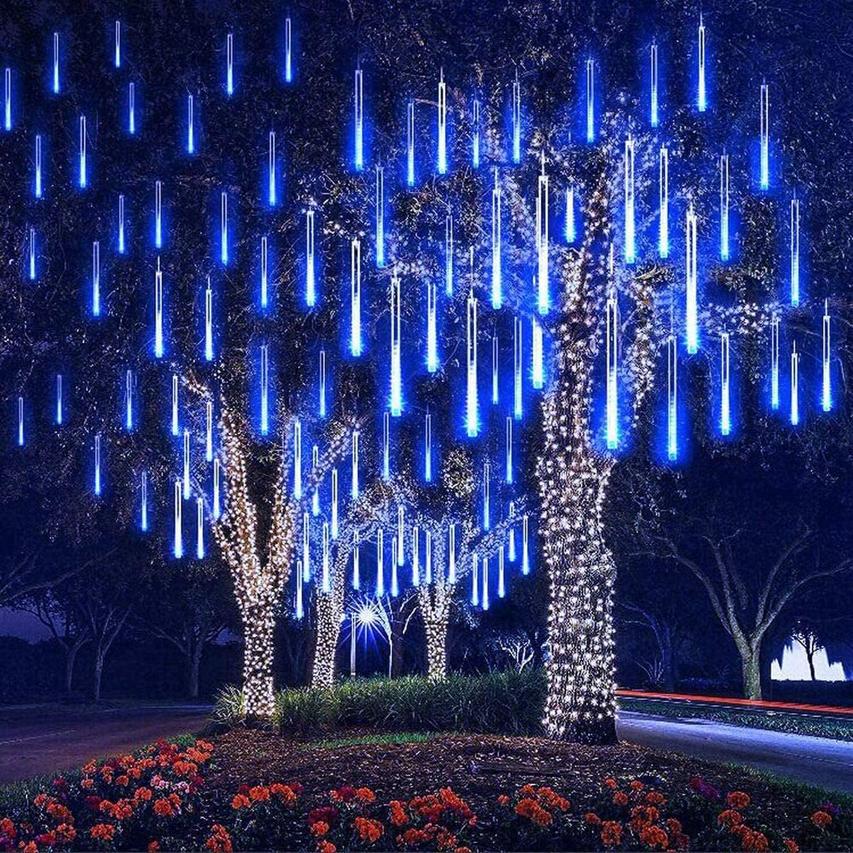 Adecorty Luces navideñas para exteriores Luz de lluvia de meteorito...