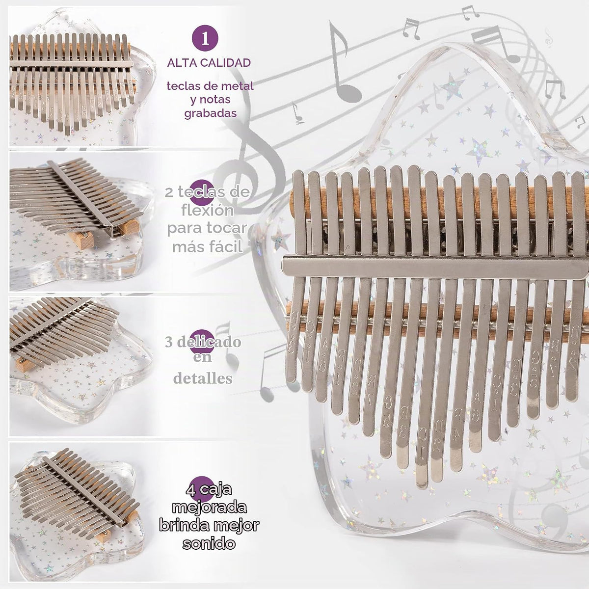 LUCKIPLUS Lindo piano de pulgar Kalimba de 17 teclas, piano de dedo...