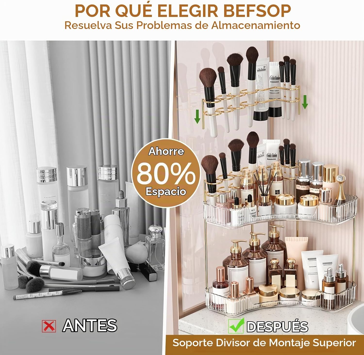 BEFSOP Organizador de esquina para mostrador de baño, organizador d...