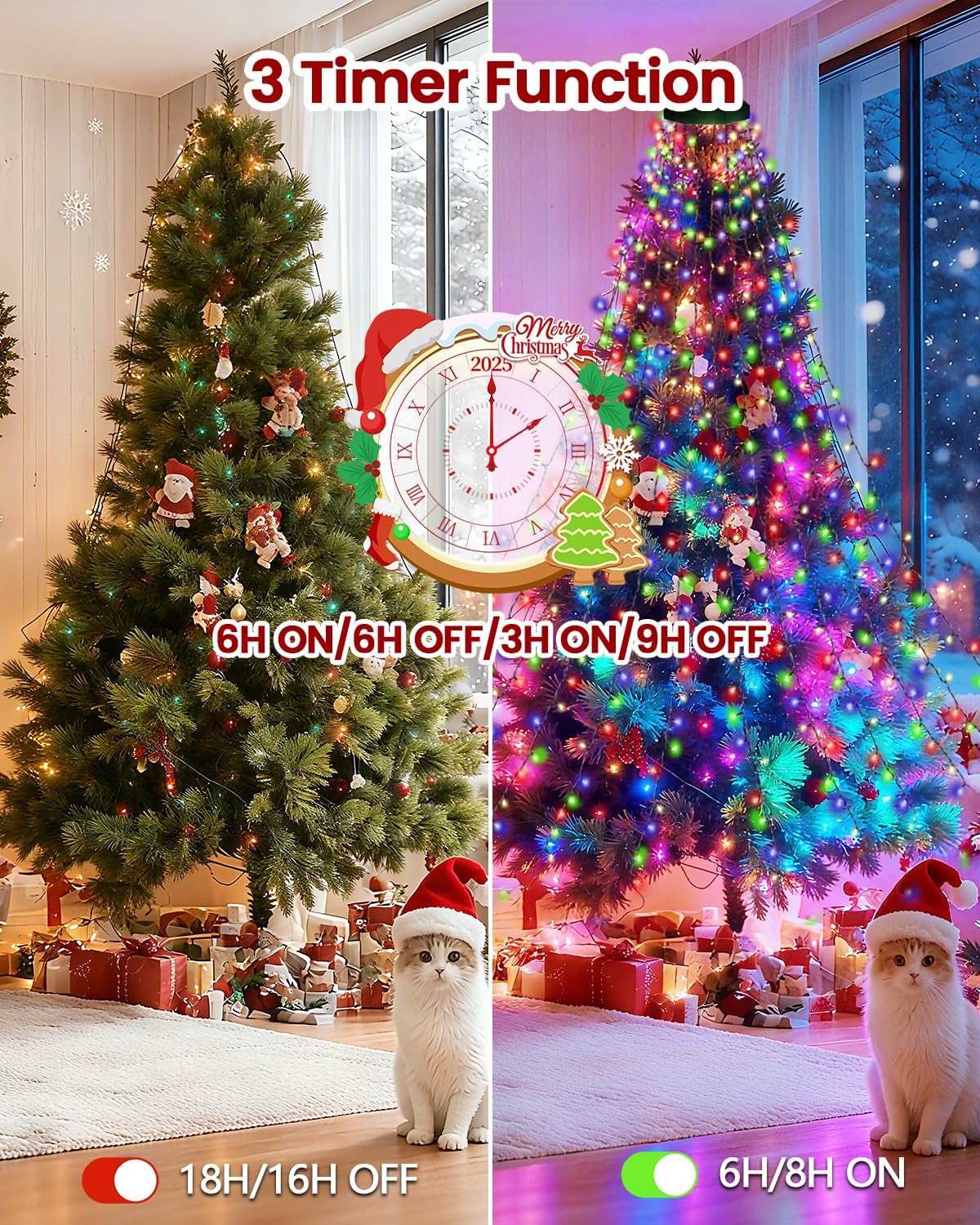 LORRYTE Luces para árbol de Navidad para interiores con control rem...