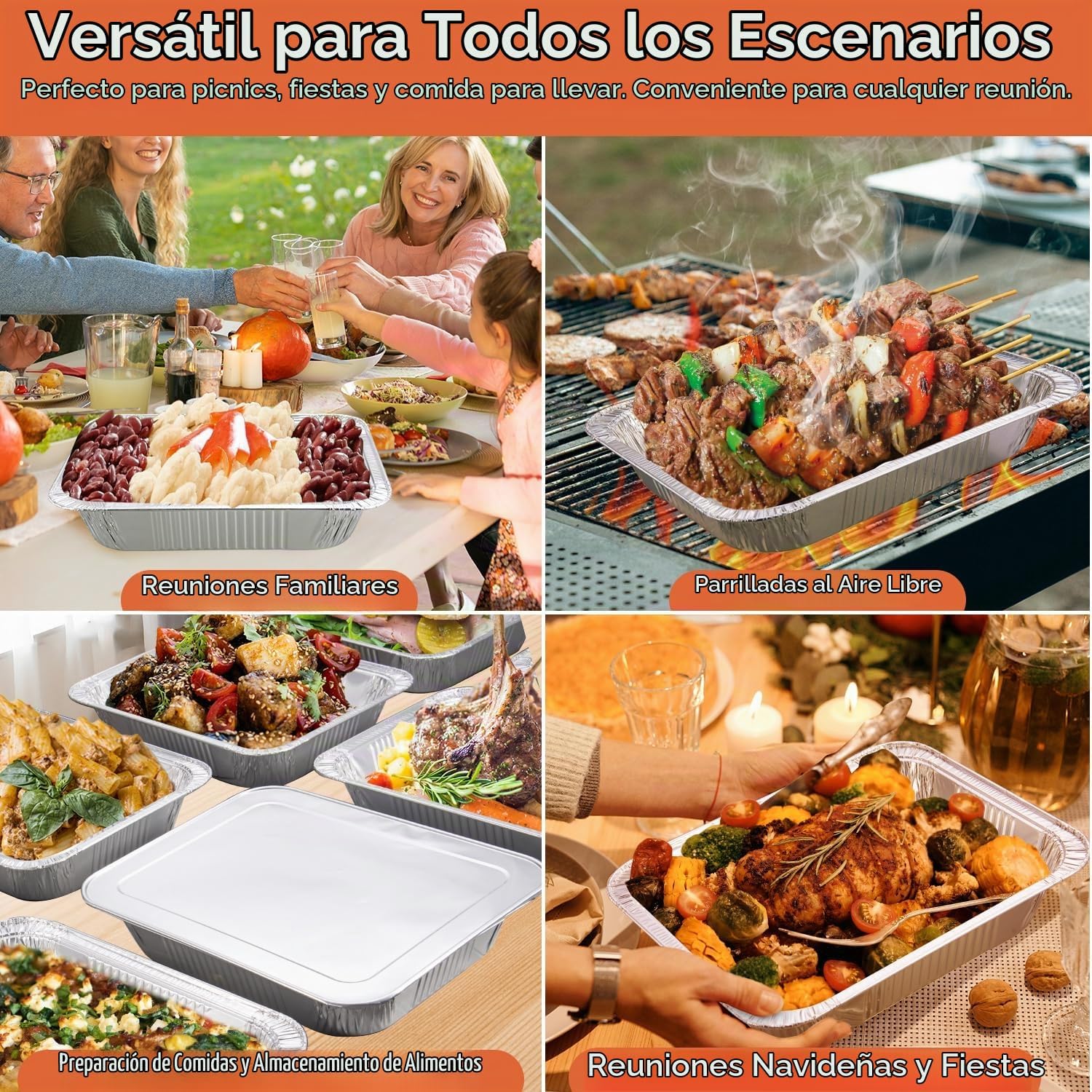 Lideropa Sartenes desechables de papel de aluminio con tapas de 9 x...