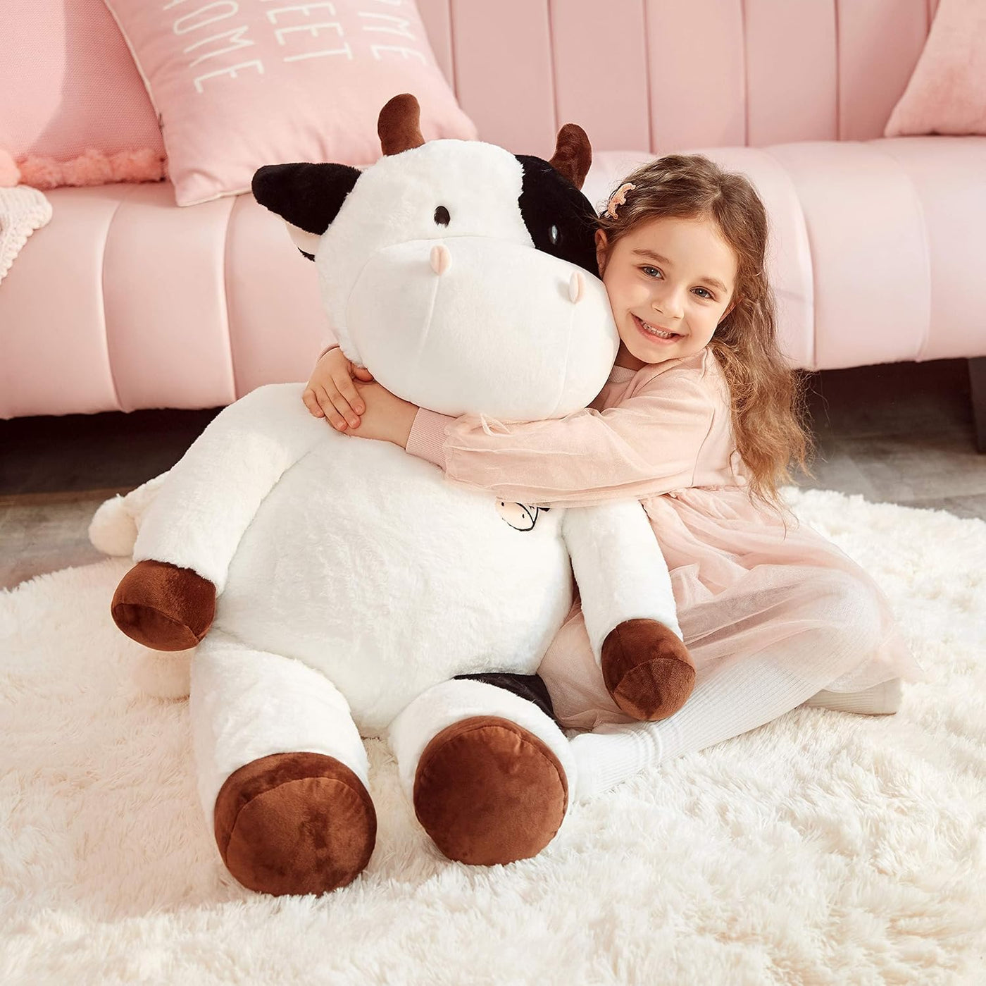 IKASA Peluche de vaca gigante de 30 pulgadas, súper suave, sin crem...
