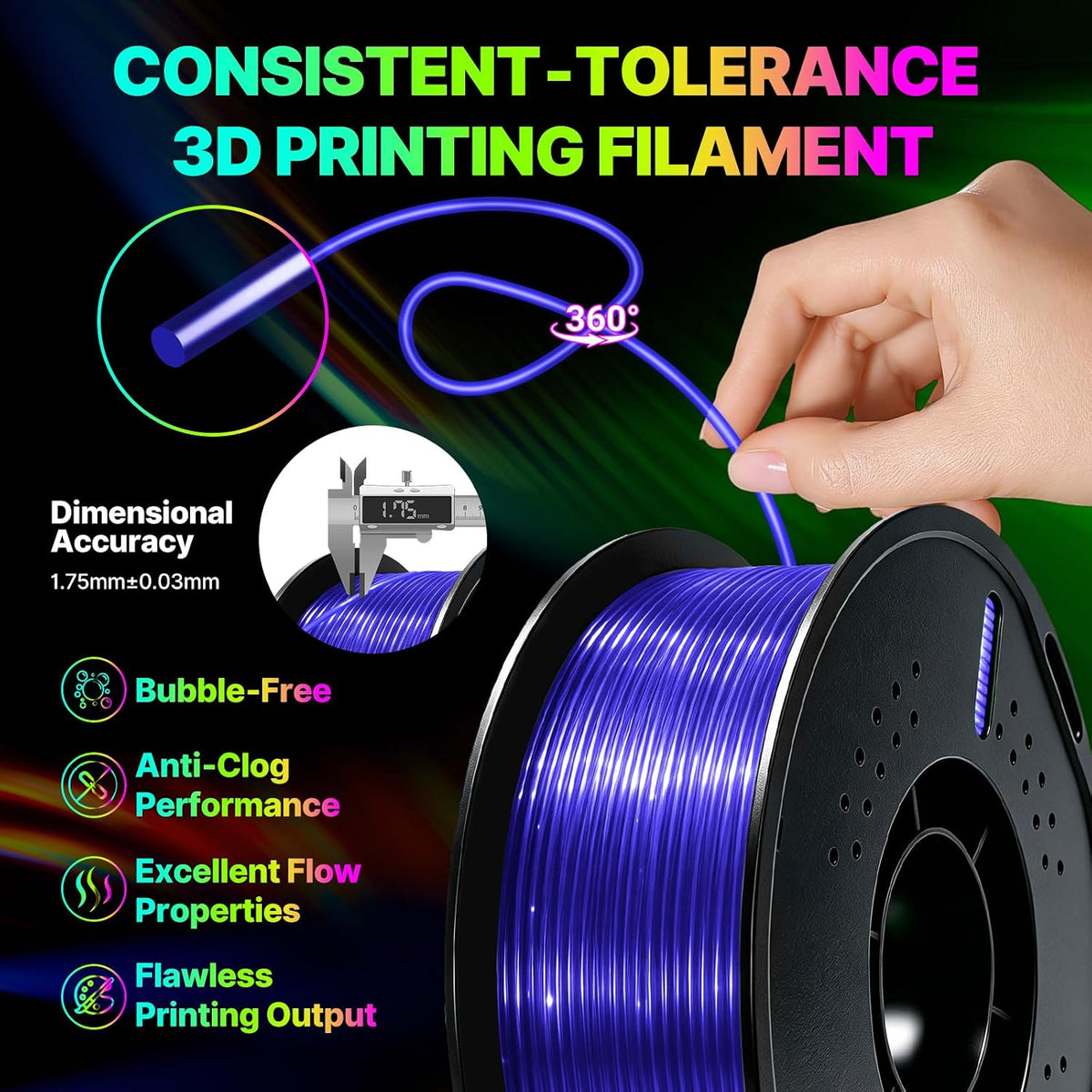 Colourbing Filamento flexible de TPU 95A para impresora 3D, suave y...