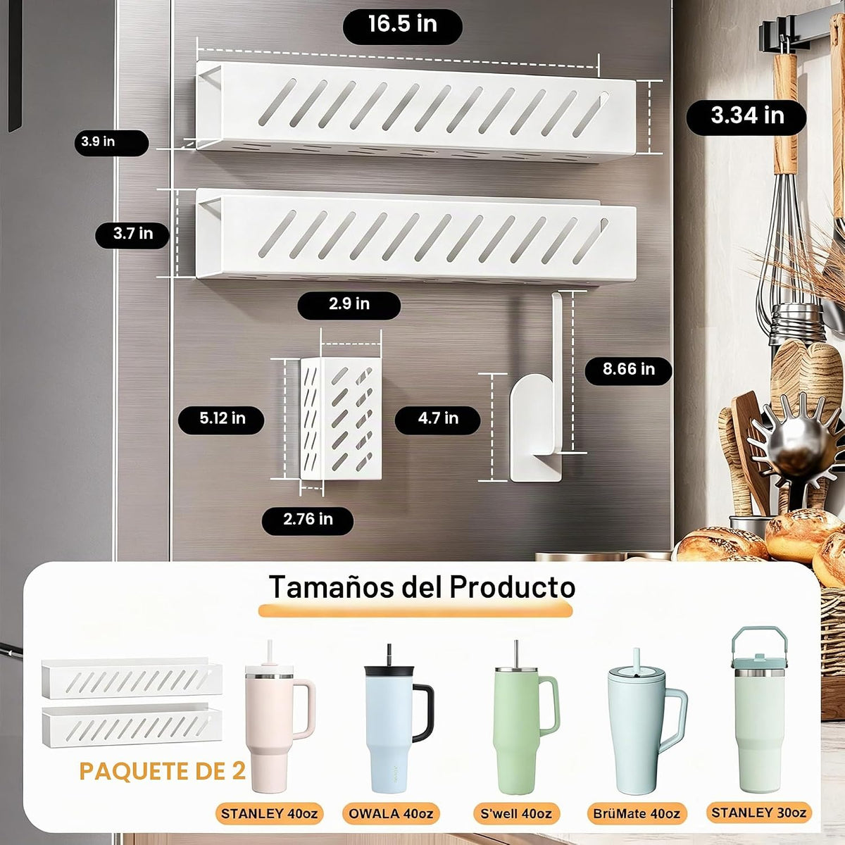 Soporte magnético Stanley para tazas, paquete de 2 organizadores de...