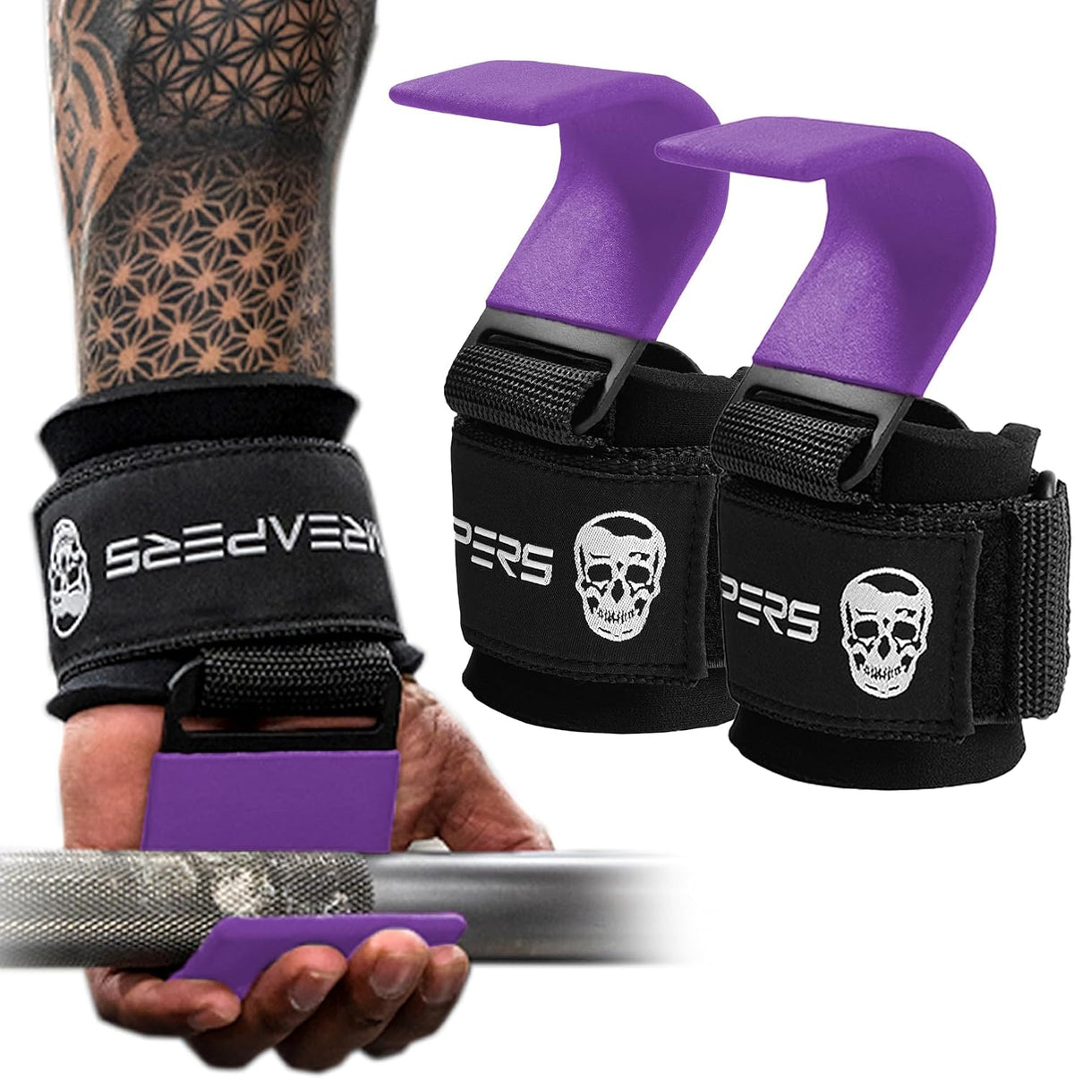 Ganchos para levantamiento de pesas Gymreapers (par), correas de mu...
