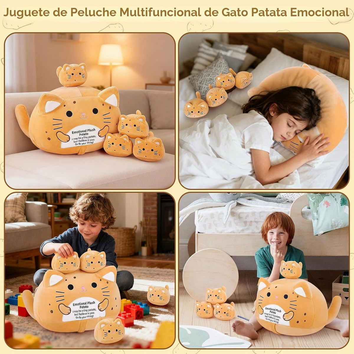 5 PCS Peluche Emocional de Gato Patata Familia de Animales de Peluc...