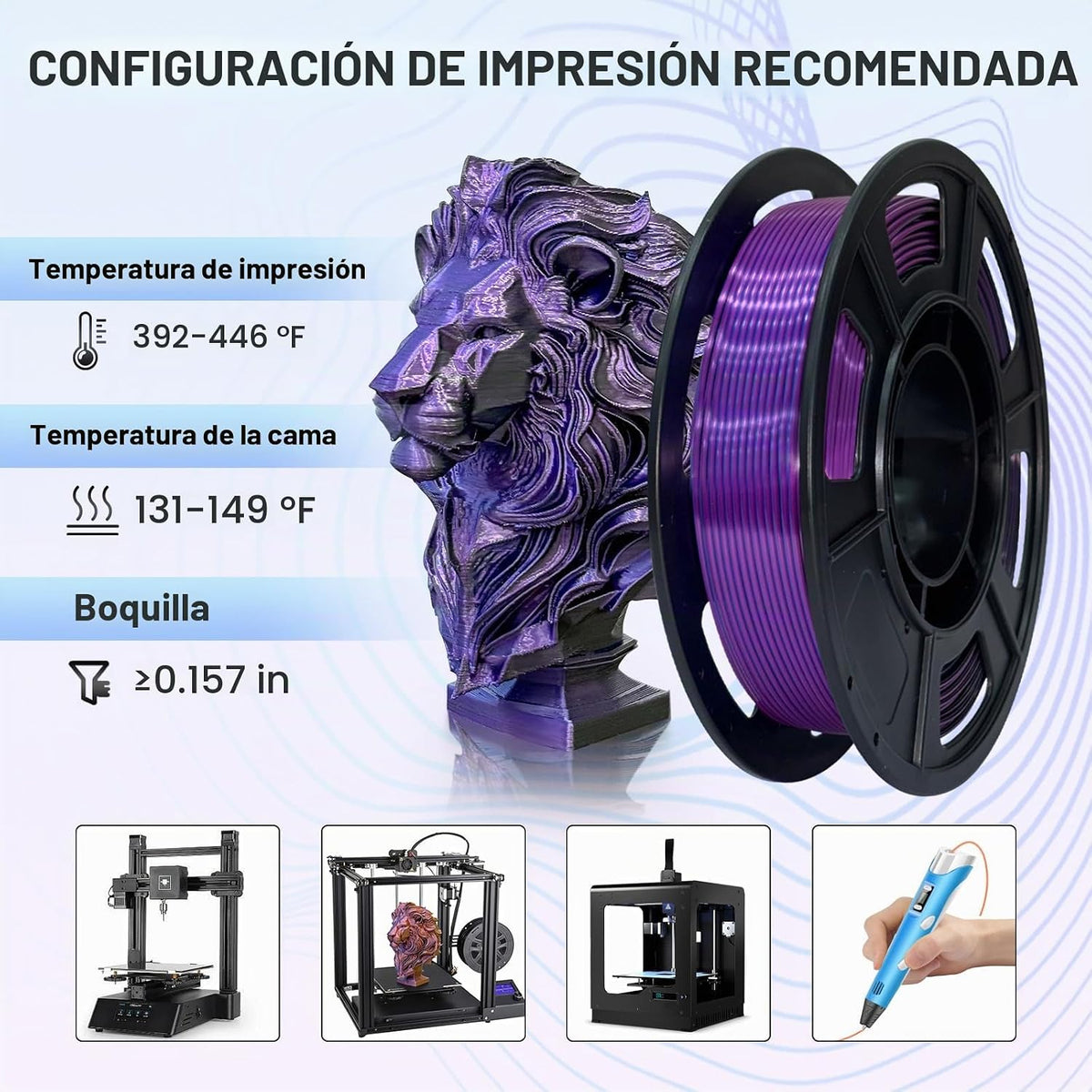 Frucindra Paquete de filamentos para impresora 3D de seda PLA+, tri...