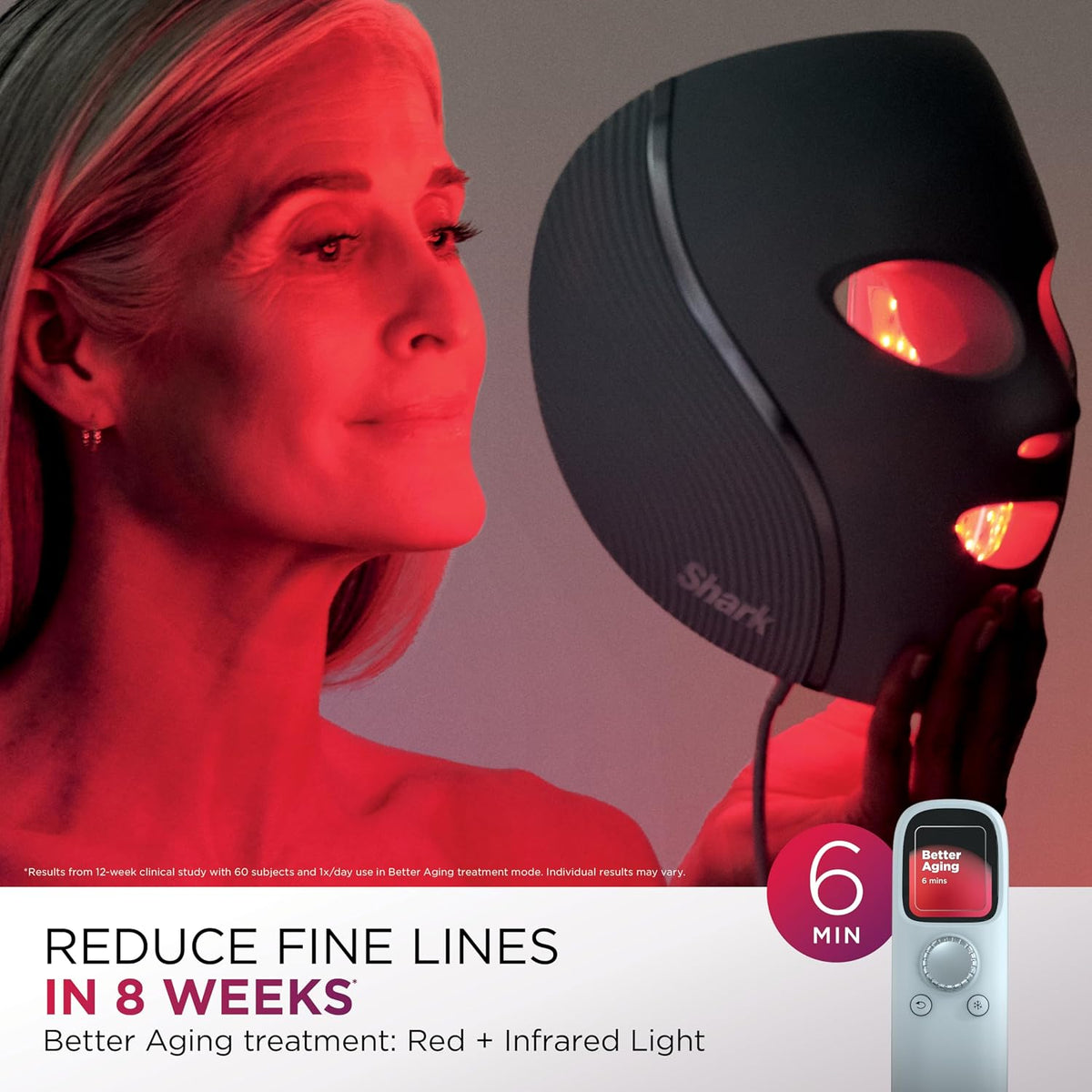 Mascarilla facial LED Shark CryoGlow, terapia de luz roja, enfriami...