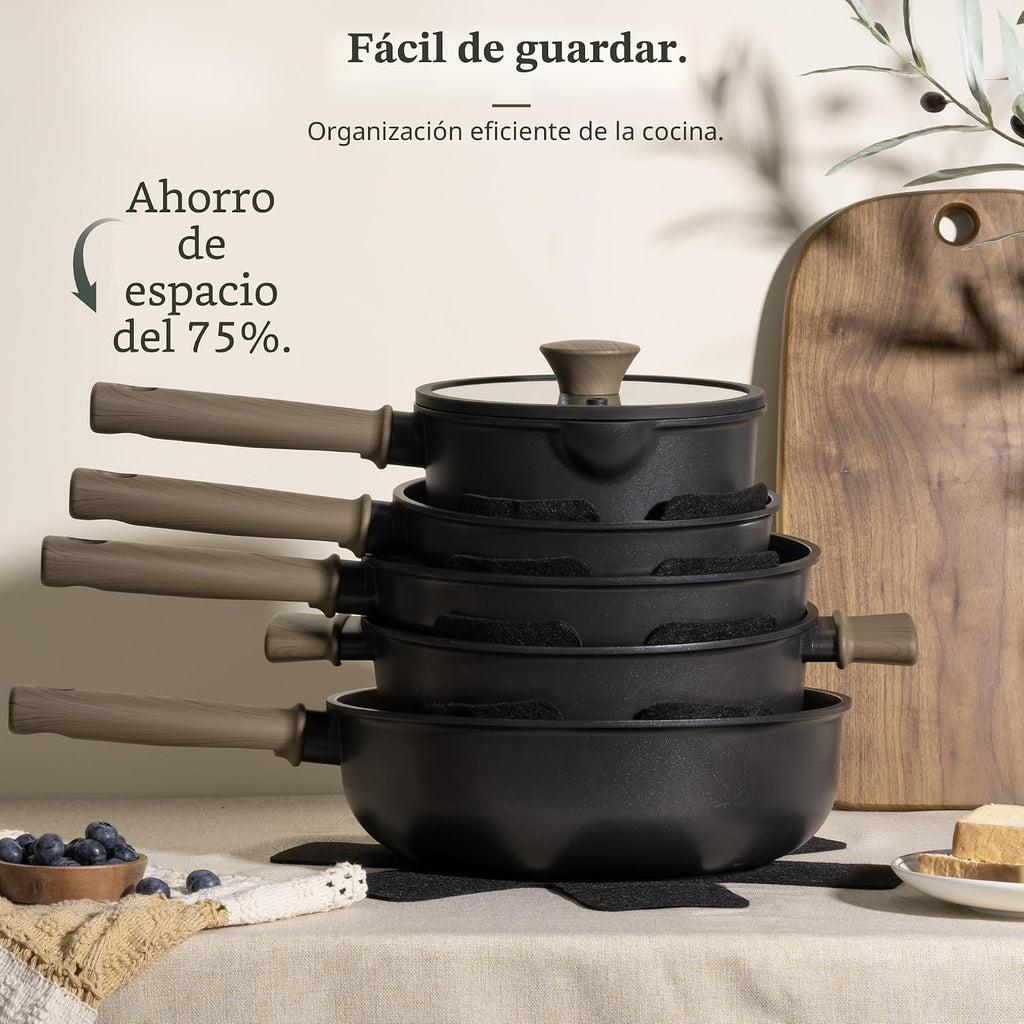 Astercook - Juego de ollas y sartenes antiadherentes, juego de uten...