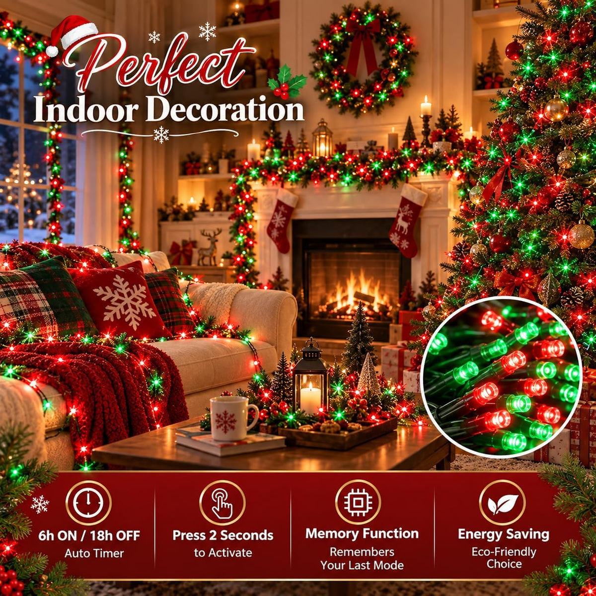 Guirnalda de luces navideñas conectables de 88 pies y 240 LED para...