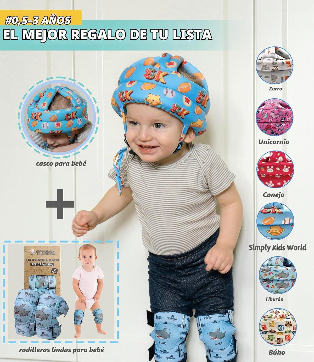 Casco de bebé de Simply Kids para gatear y caminar | Protector de c...