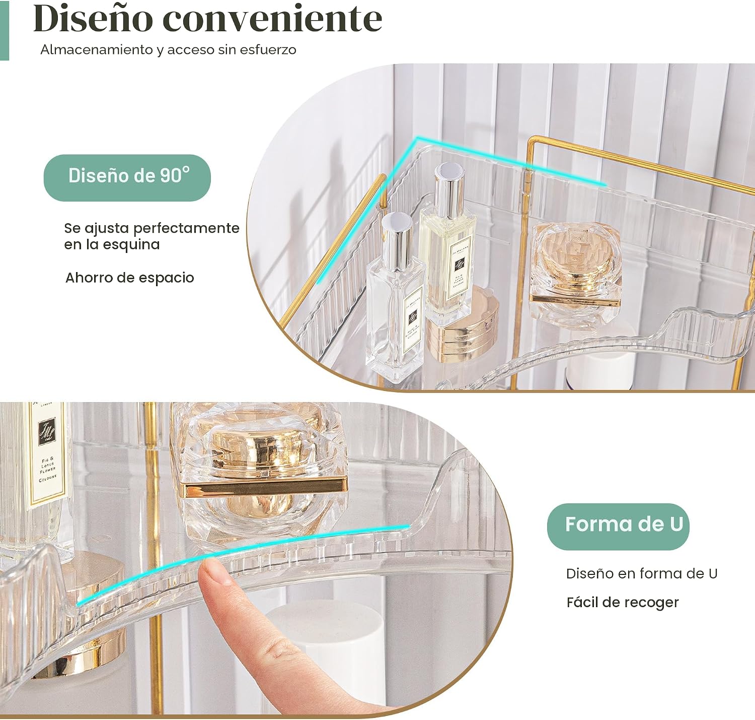 Aveniee Organizador de Esquina para Mostrador de Baño, Estante de E...