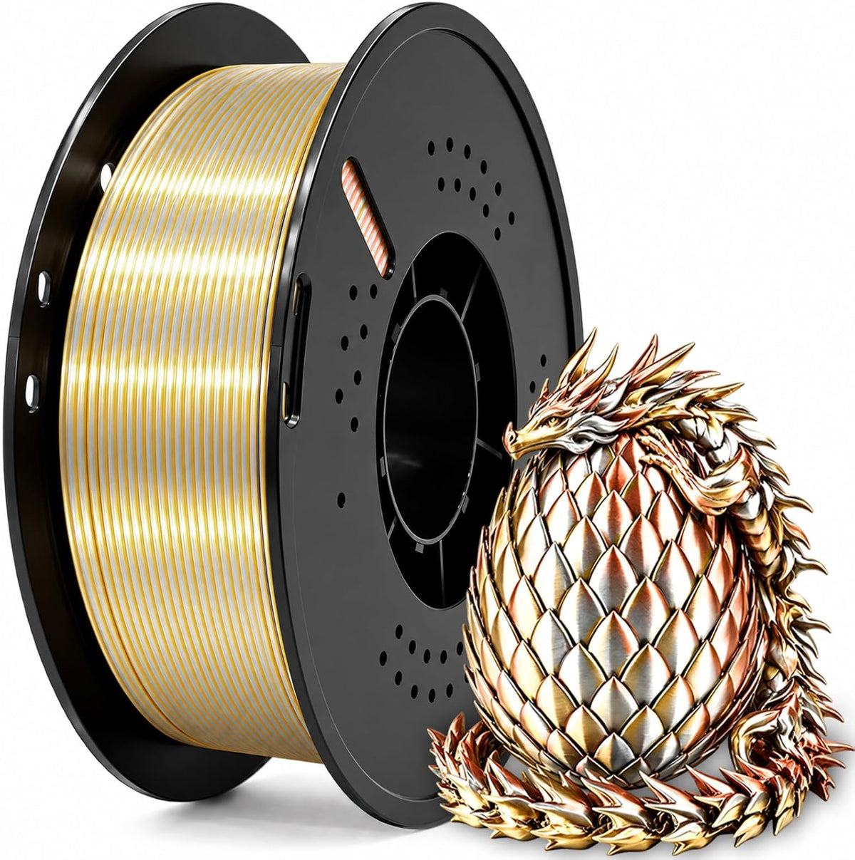 Frucindra Filamento de impresora 3D PLA+ de seda presecado, filamen...