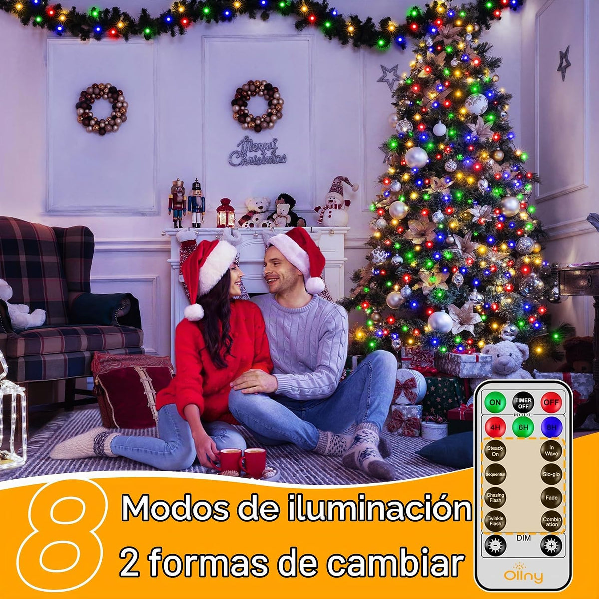 Ollny Luces de Árbol de Navidad 400LED 8.2 pies*16 Cadenas con Anil...
