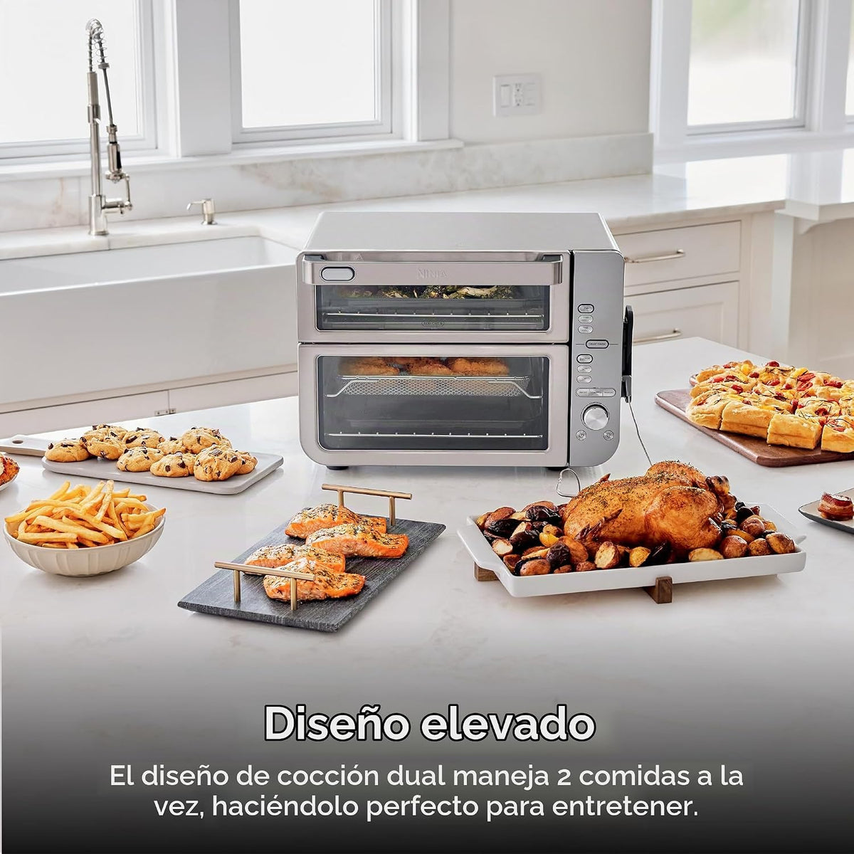 Ninja Horno de encimera de doble pila XL y freidora de aire con sis...