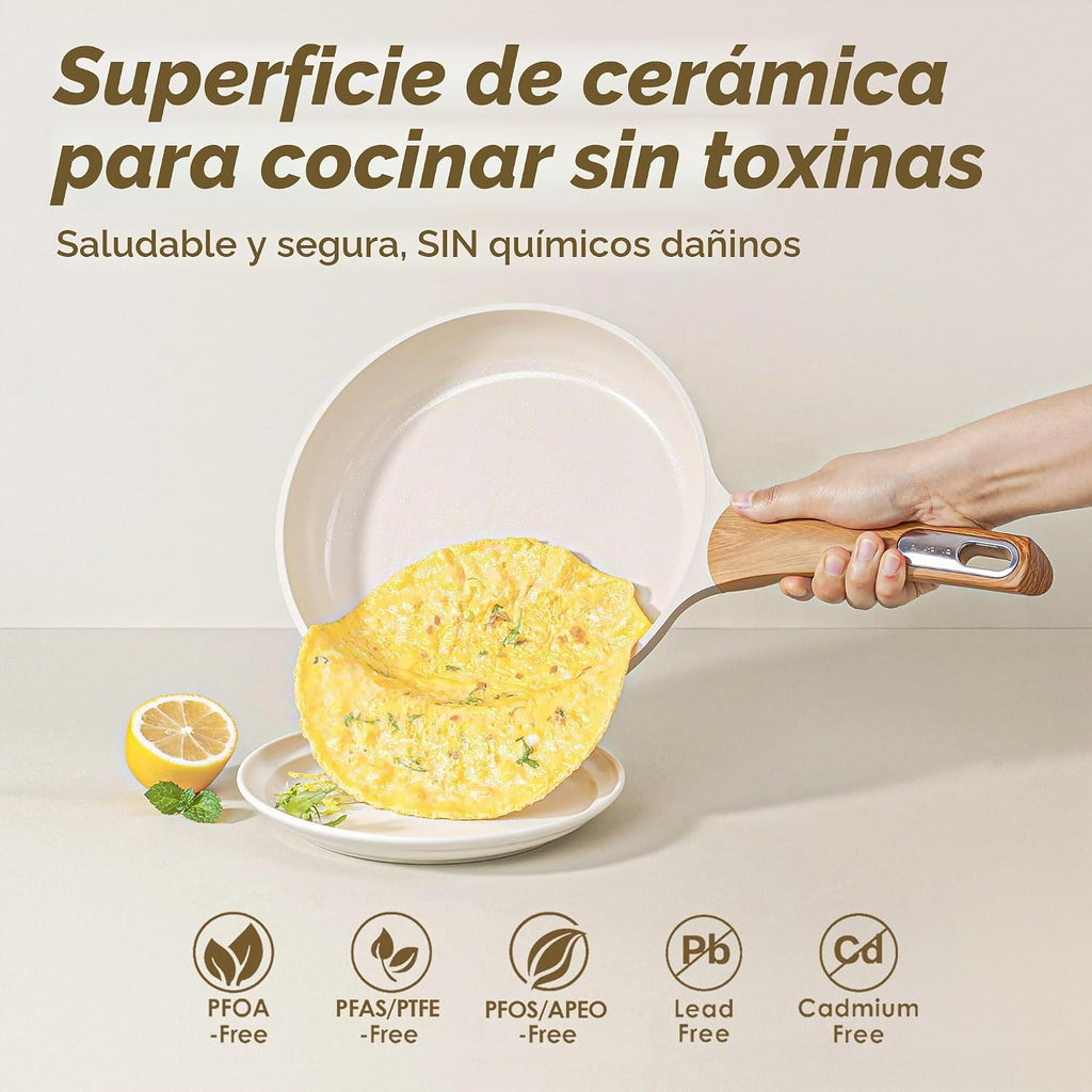 SENSARTE - Juego de ollas y sartenes de cerámica antiadherentes, ju...