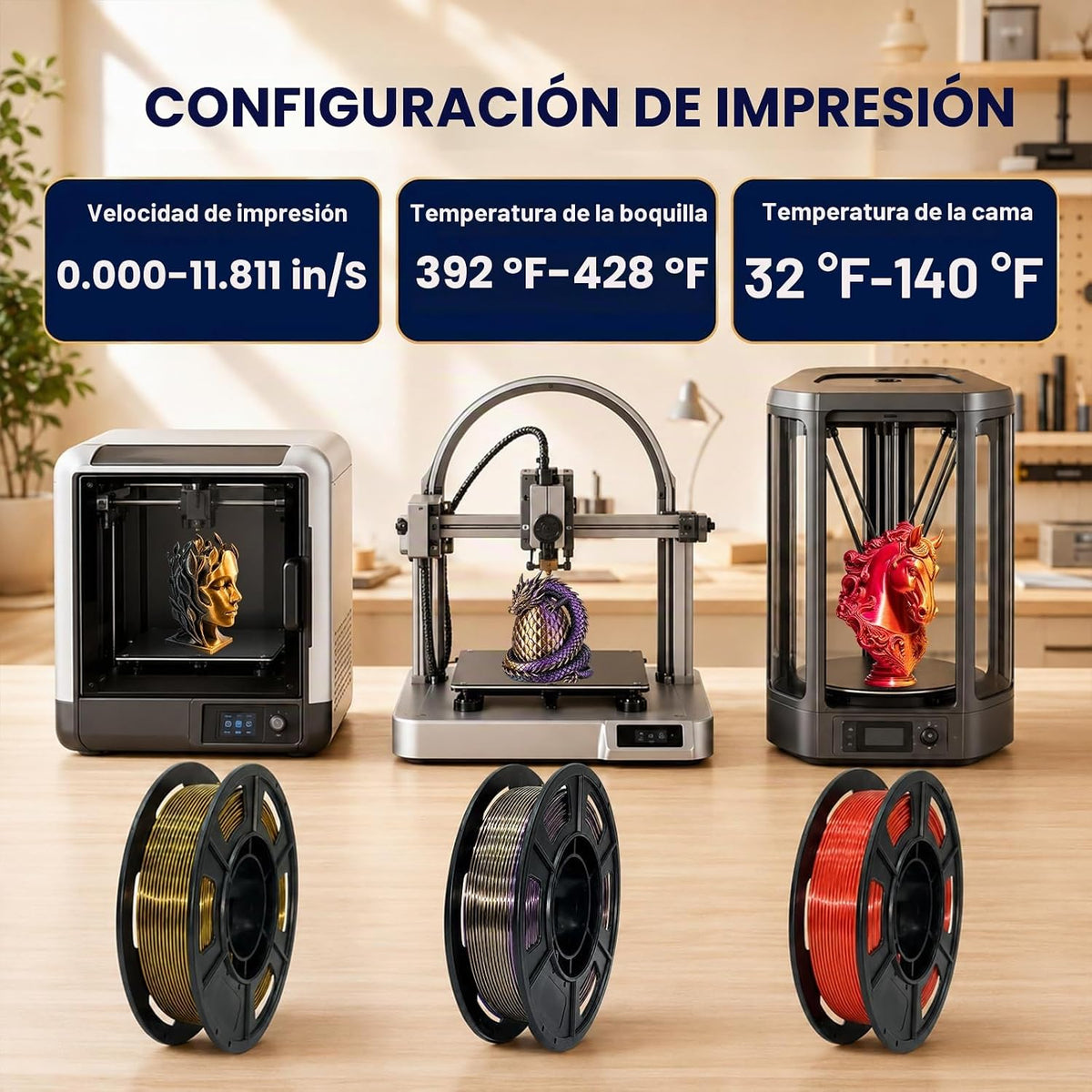 Meuymeu Paquete de filamentos para impresora 3D PLA+ de seda tricol...