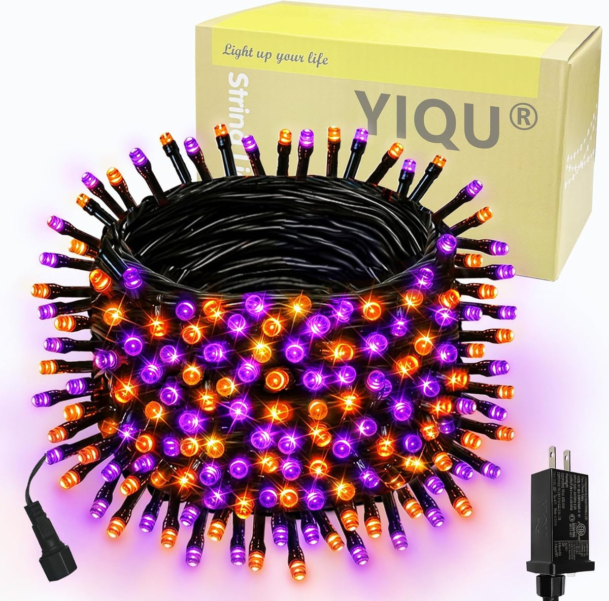 75.8FT 200 LED conectables luces de Halloween naranjas y moradas pa...