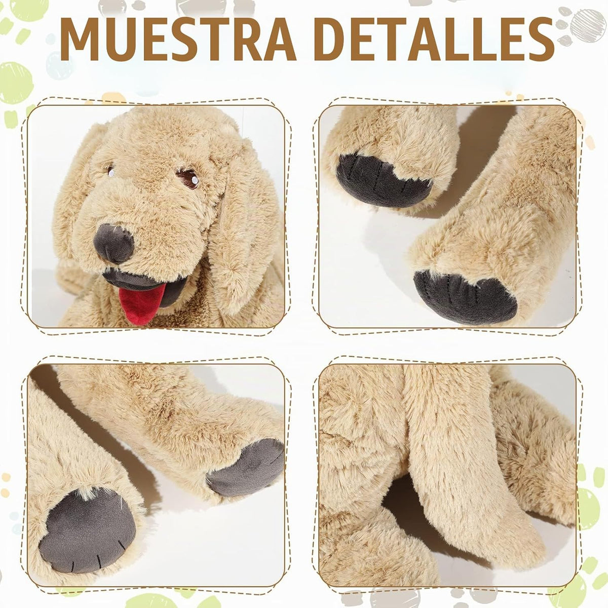 Geosar Almohada de felpa suave de 27.5 pulgadas Golden Retriever |...