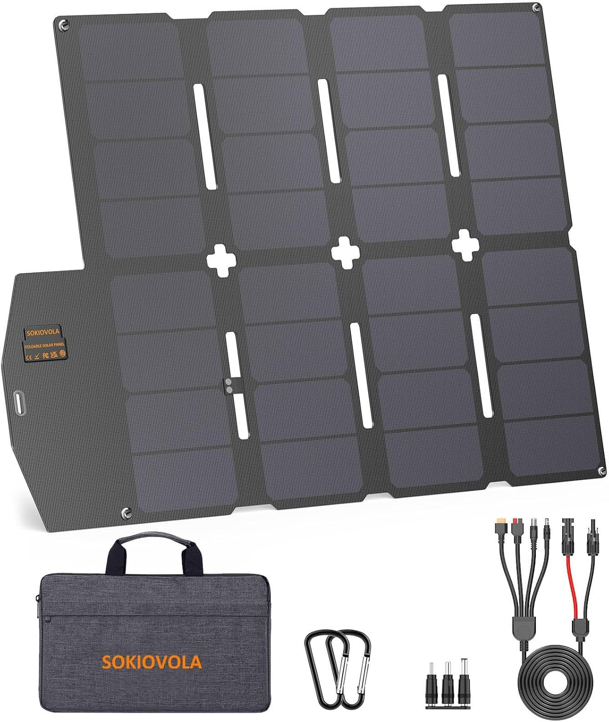 SOKIOVOLA Panel solar portátil de 100 W MC-4 Kits de cargador de pa...