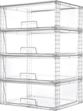 Vtopmart Paquete de 4 cajones de almacenamiento apilables transpare...