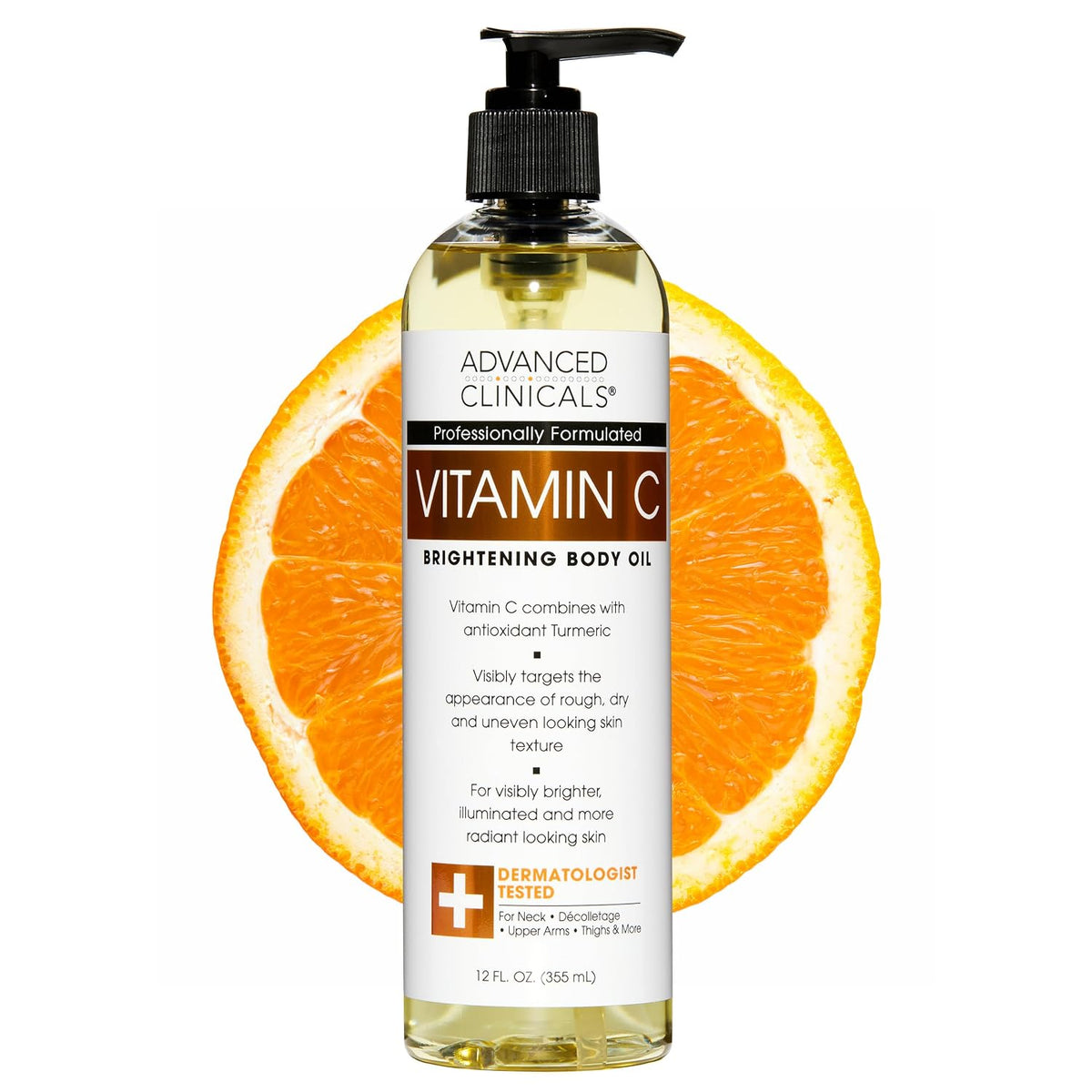Advanced Clinicals Aceite corporal iluminador con vitamina C para m...