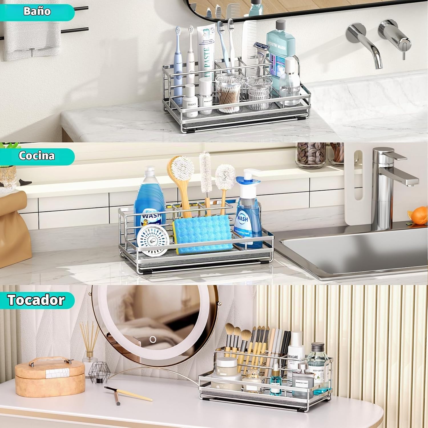 HapiRm Portacepillos de dientes para baño - Organizador de encimera...