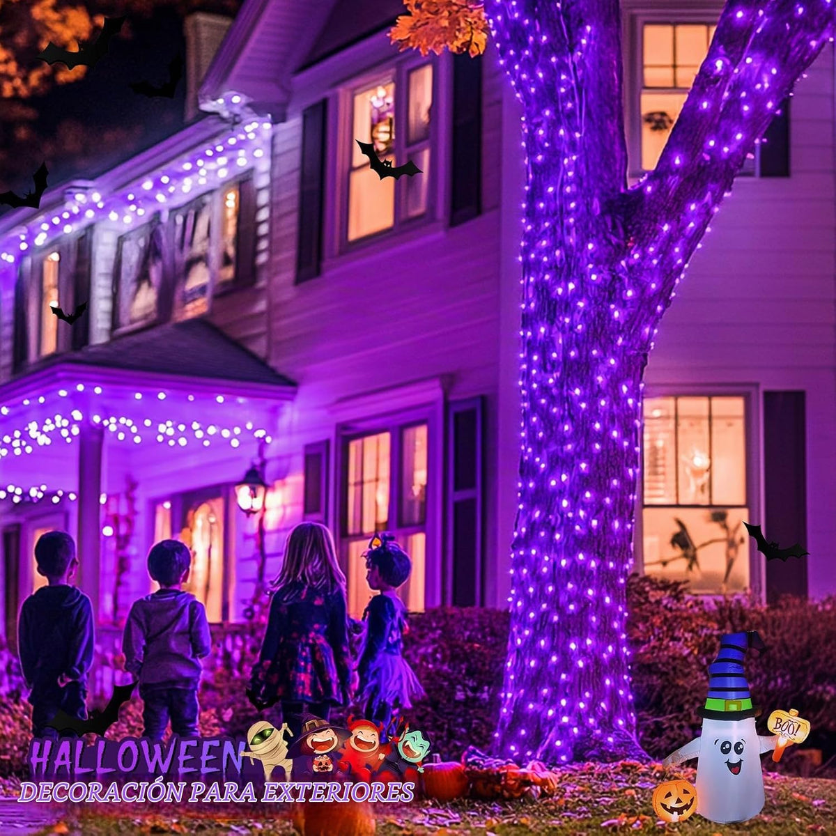 JMEXSUSS 200 luces LED de Halloween para interiores y exteriores, g...